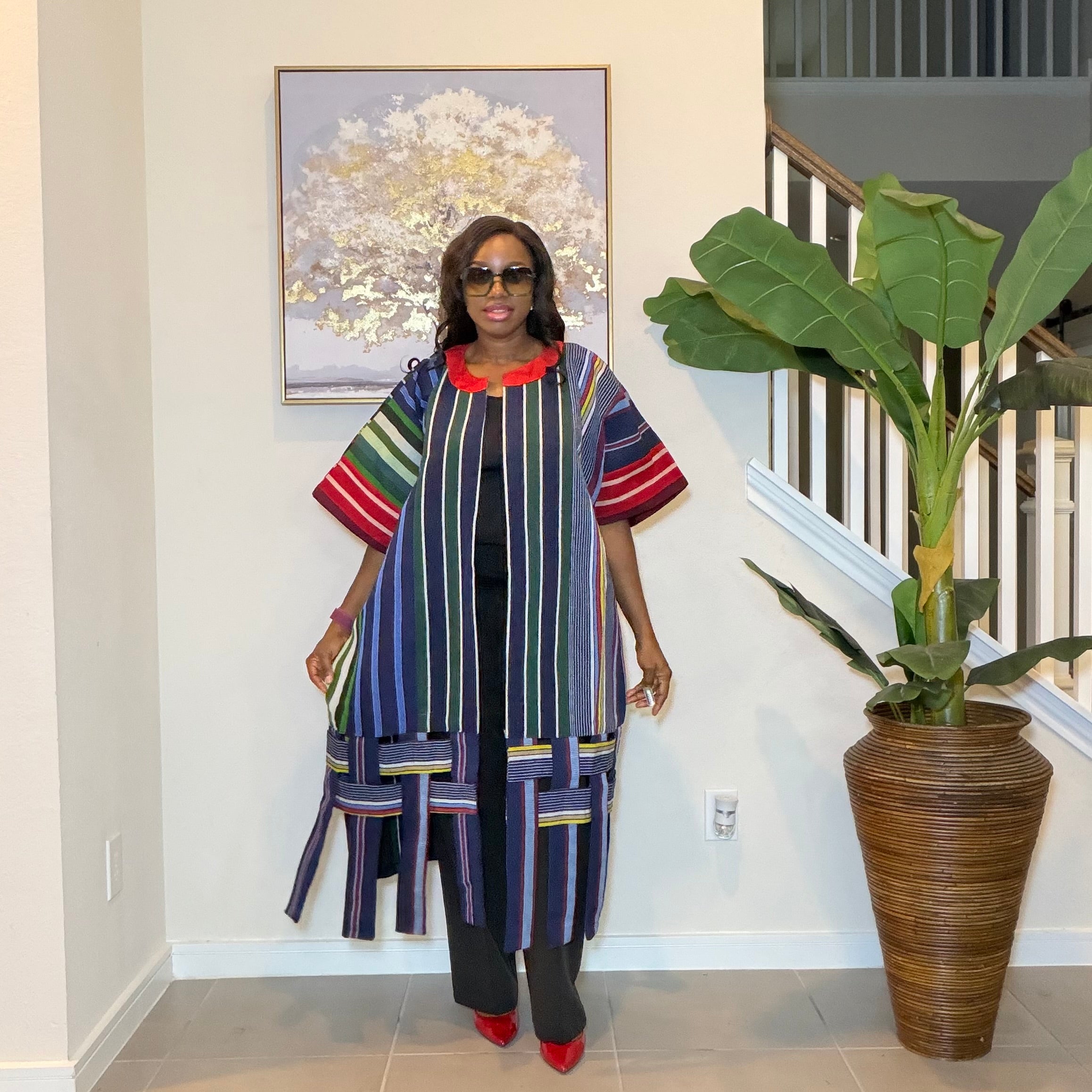 Aso Oke Kimono Jacket, Nigerian Yoruba Fabric, Boho Coat