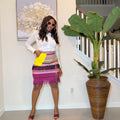 Colorful African Aso Oke Fringe Skirt, Handmade Aso Oke Patchwork Skirt