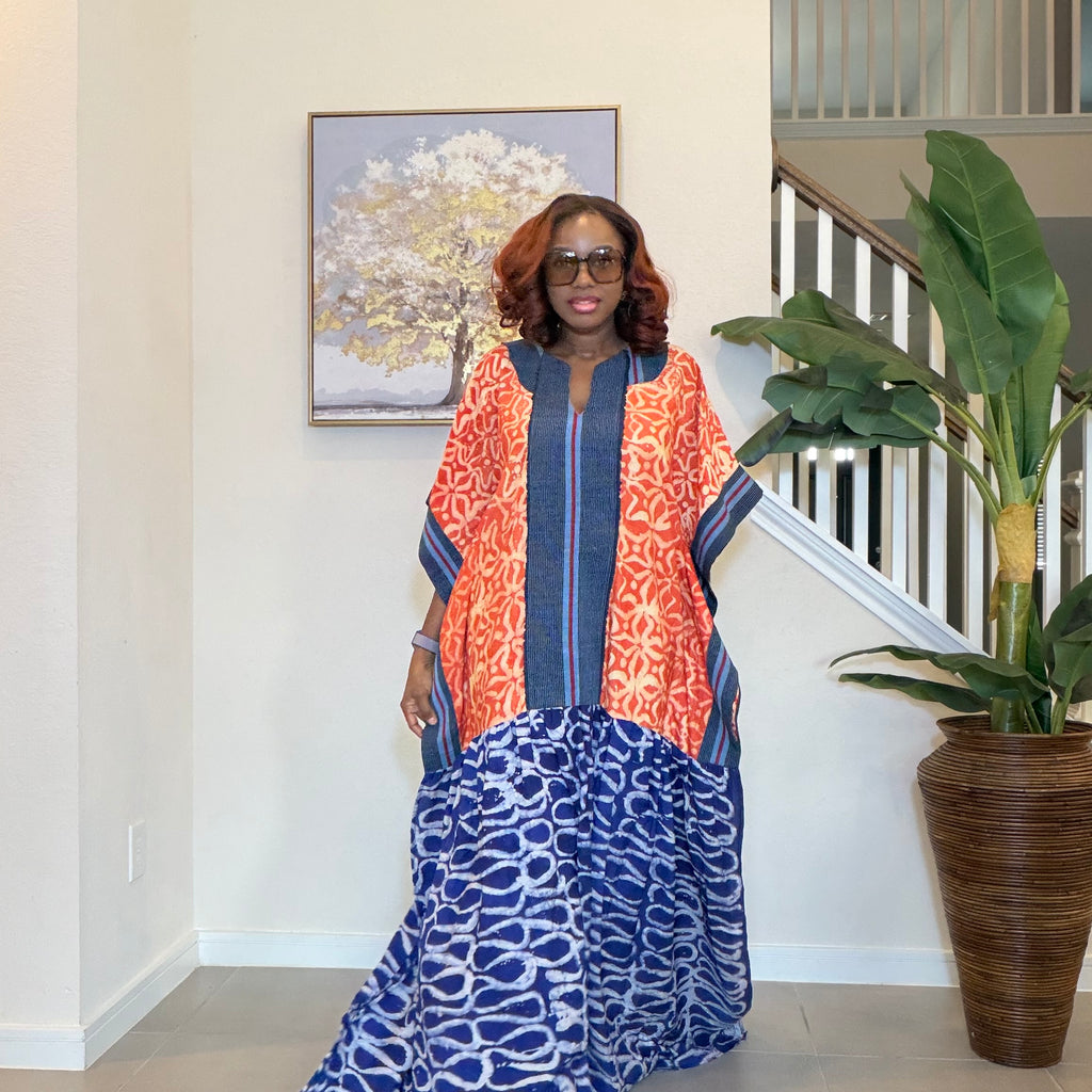 Adire Maxi Dress, African Print Maxi Dress