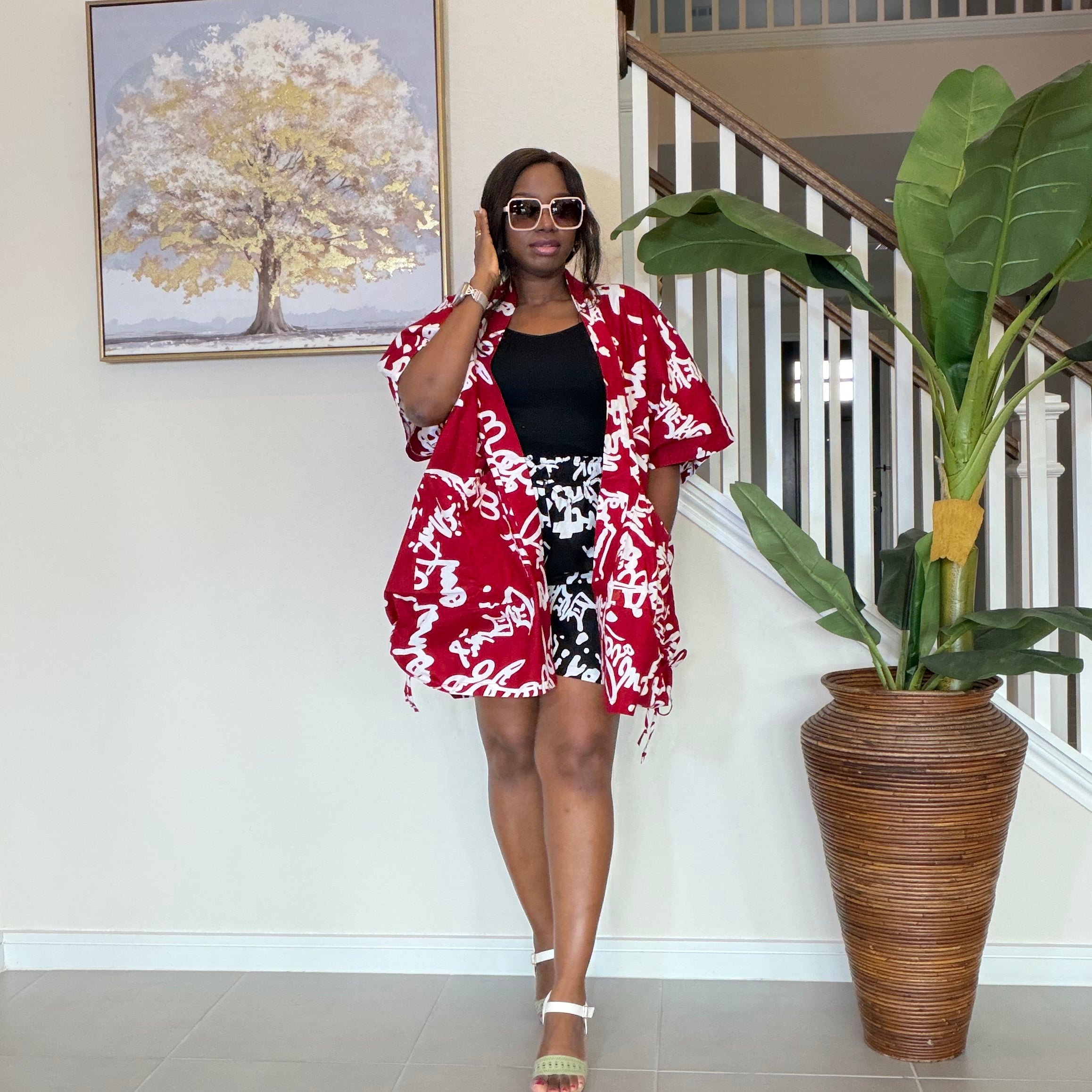Ankara Kimono & Knicker Set: African Print Boho Lounge Outfit