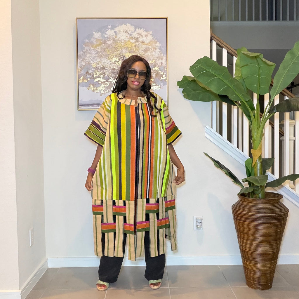Aso Oke Kimono Jacket, Nigerian Yoruba Fabric, Boho Coat