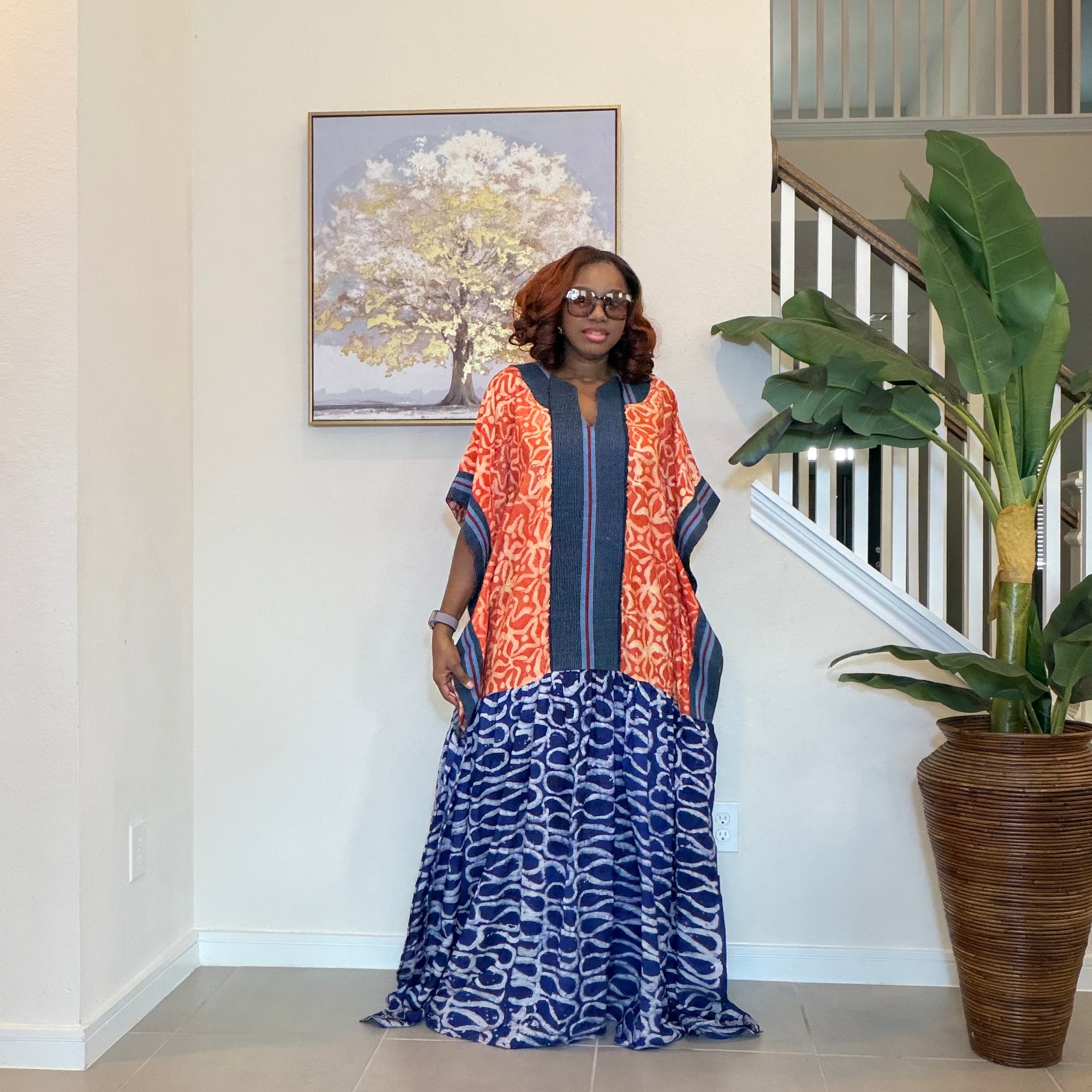 Adire Maxi Dress, African Print Maxi Dress