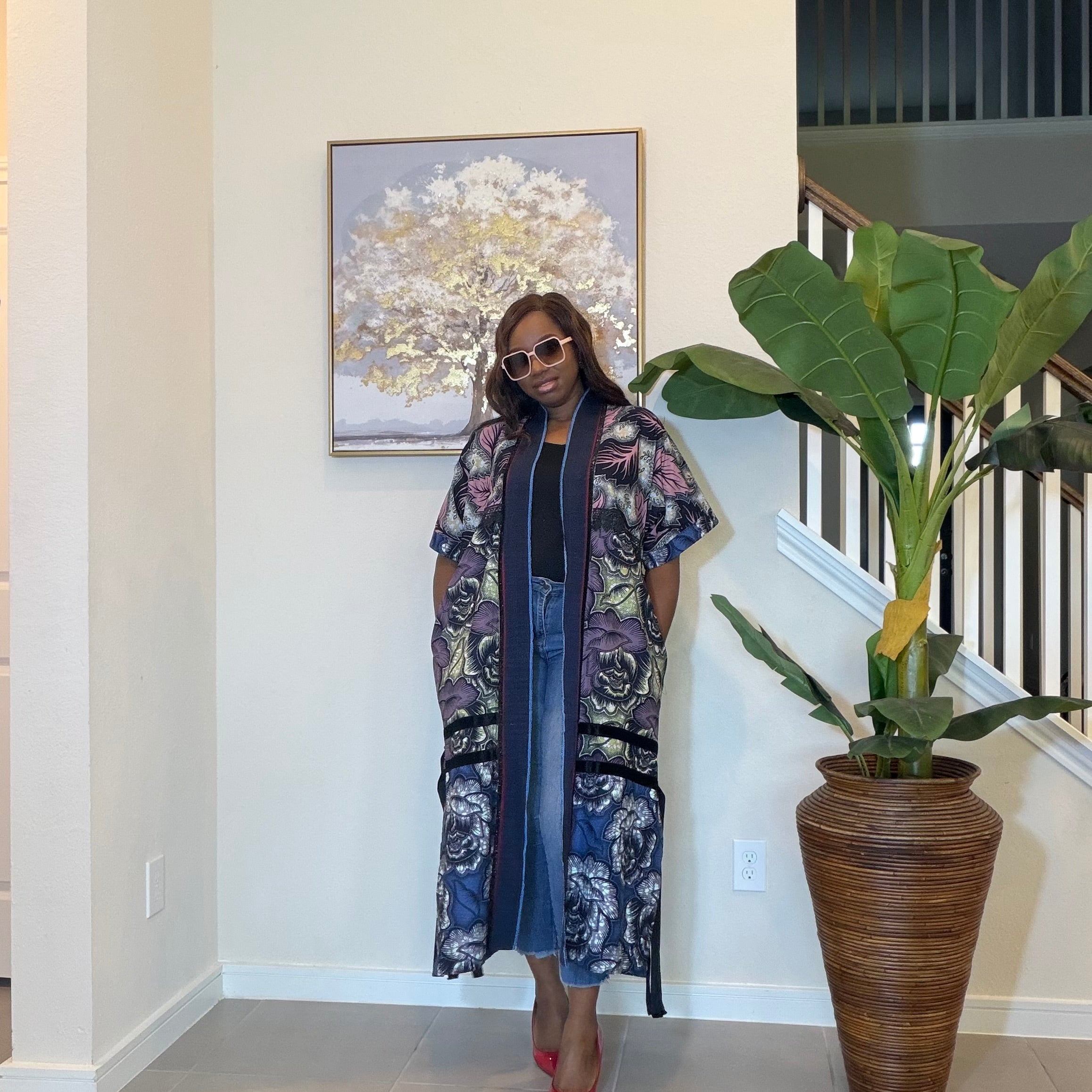Elegant Floral Ankara Kimono, Boho Chic Kimono