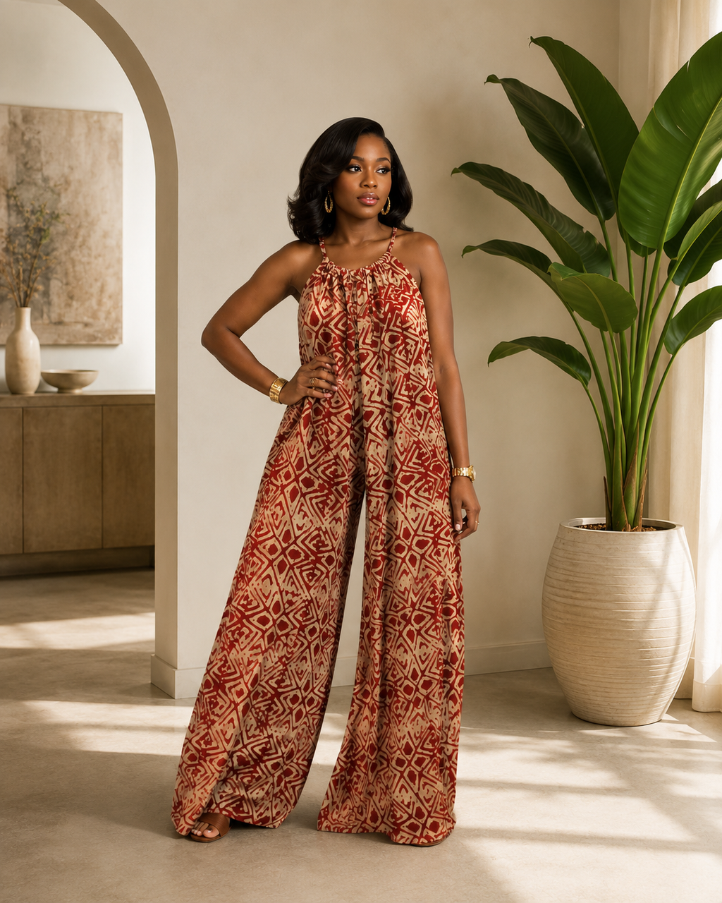Adire Wide-Leg Jumpsuit