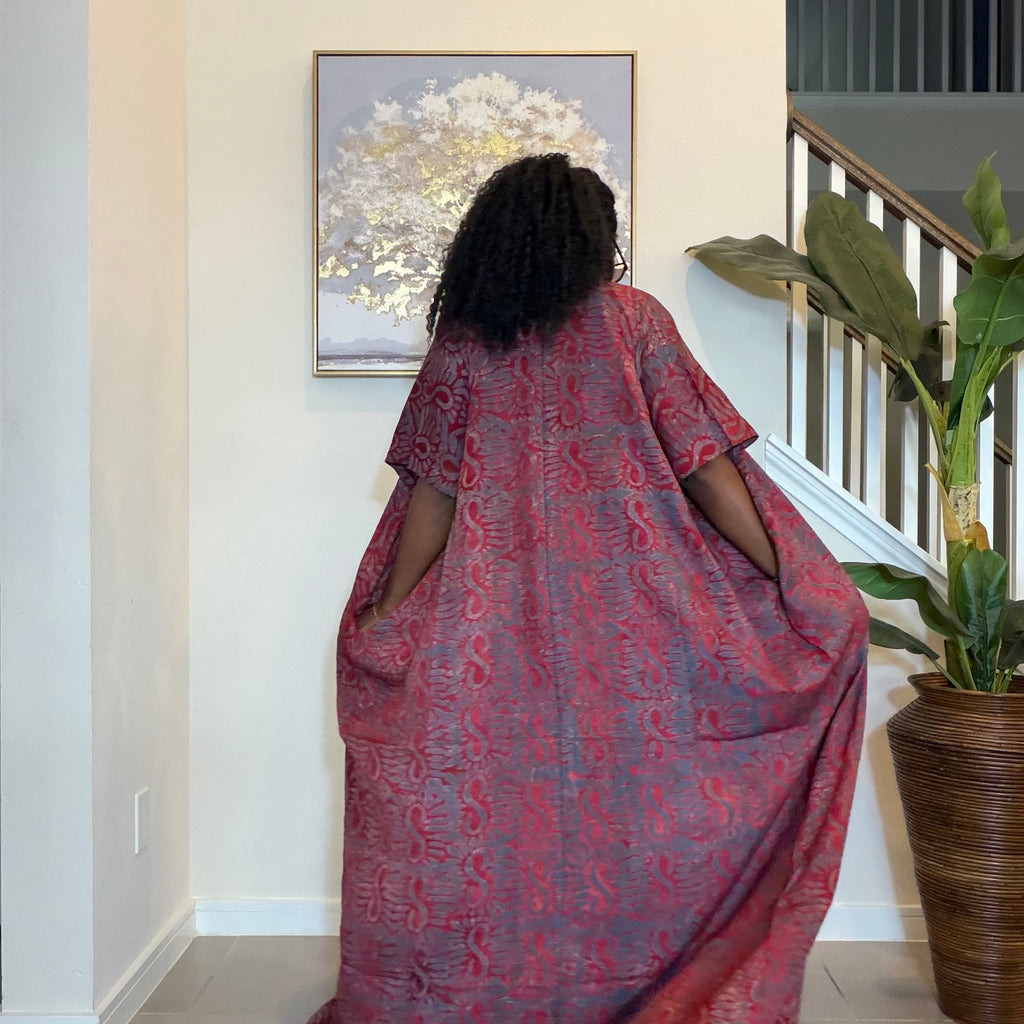 2-Piece Adire Crepe Jumpsuit and Kimono Set