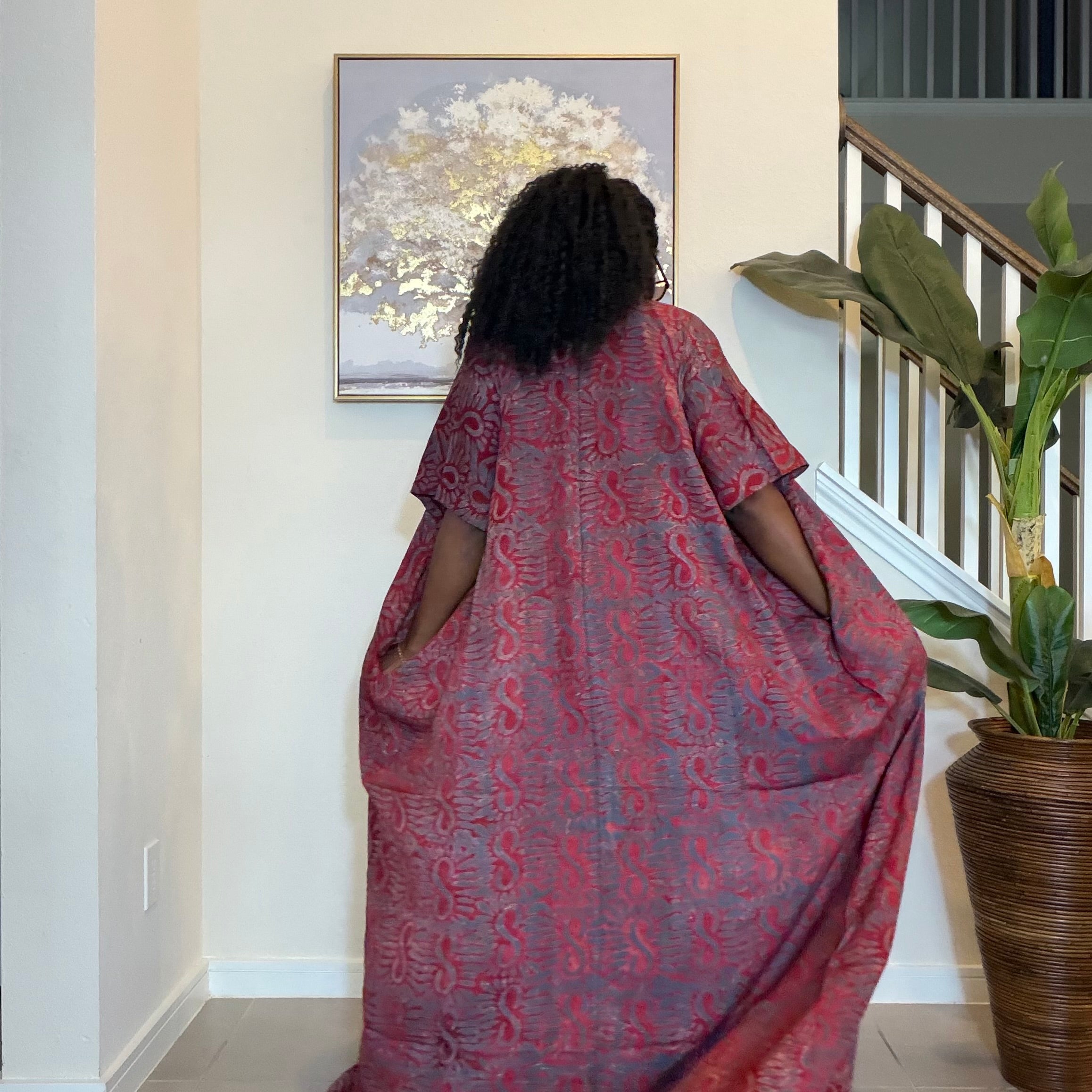 2-Piece Adire Crepe Jumpsuit and Kimono Set