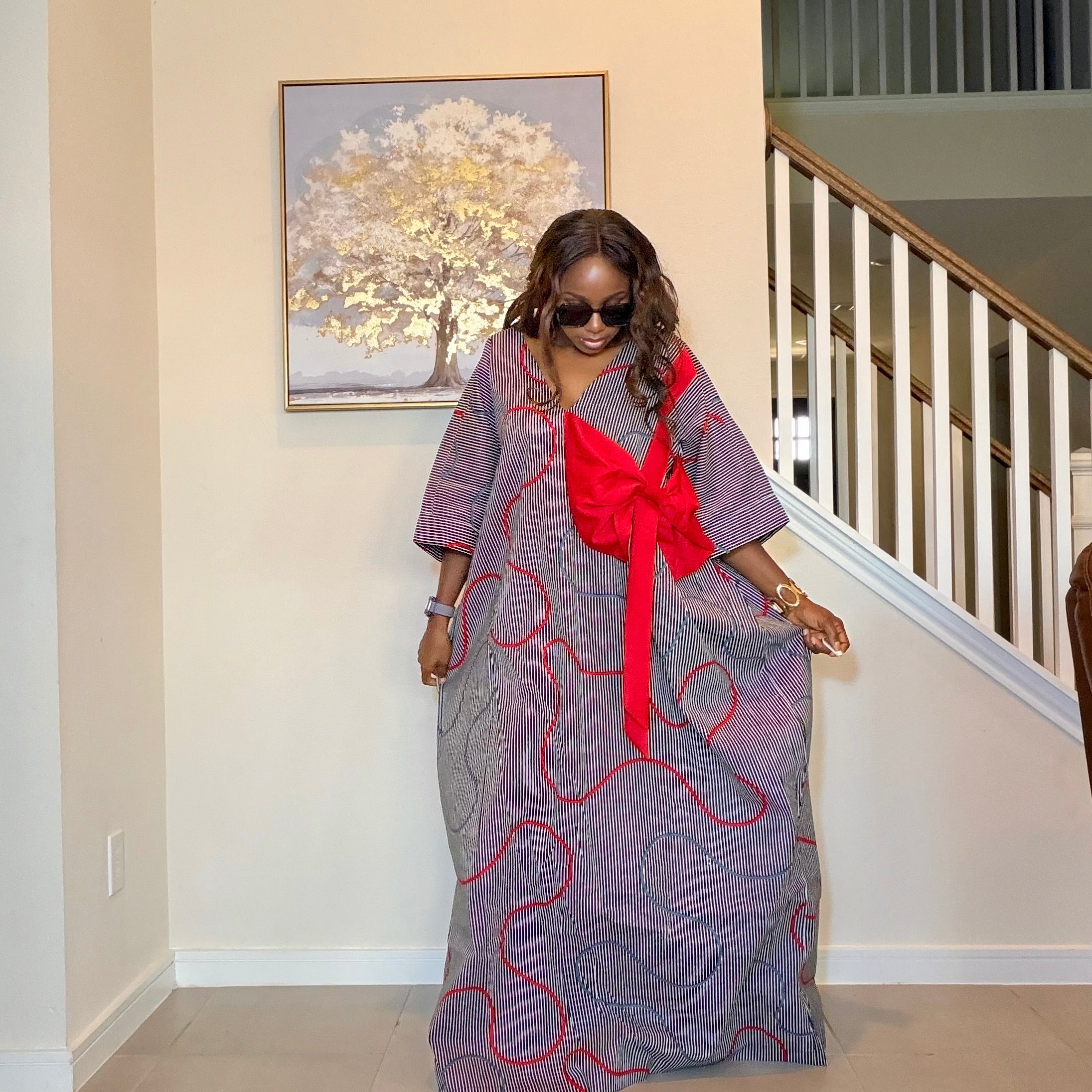 Ankara Bubu Dress with Statement Bow