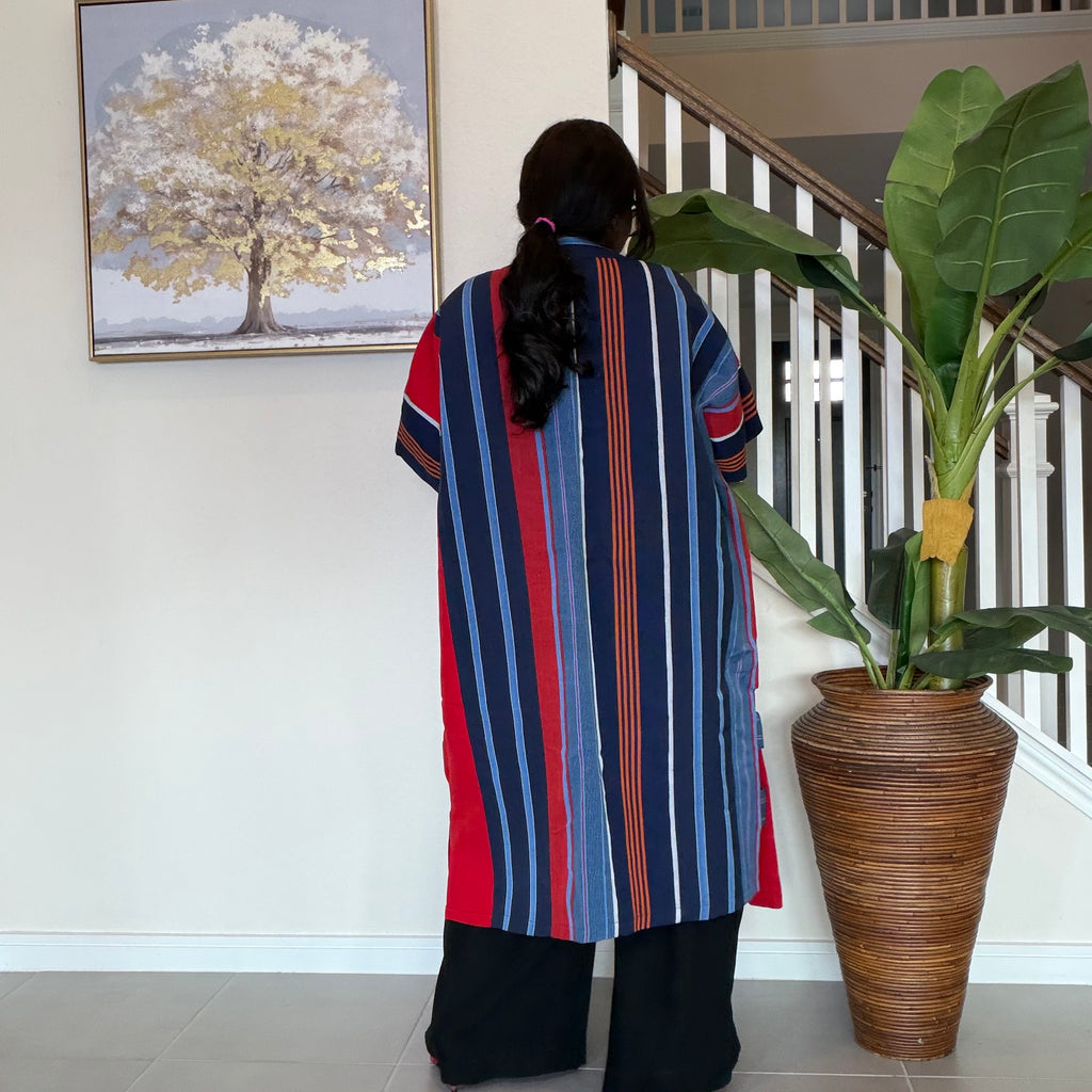 Handwoven Aso Oke Kimono Jacket | Nigerian Yoruba Fabric, Boho Coat
