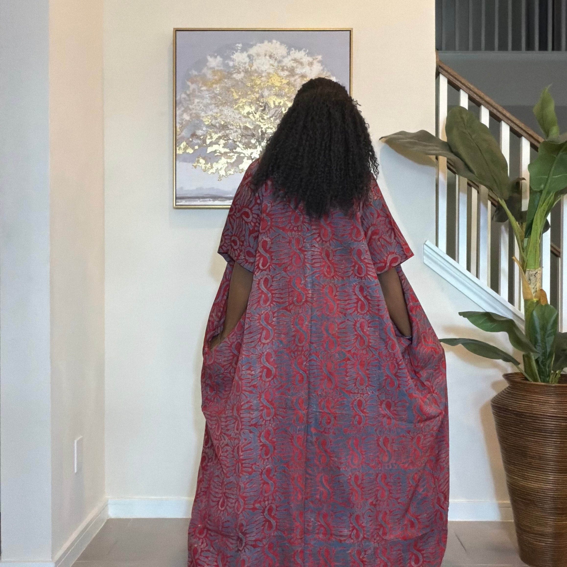 2-Piece Adire Crepe Jumpsuit and Kimono Set