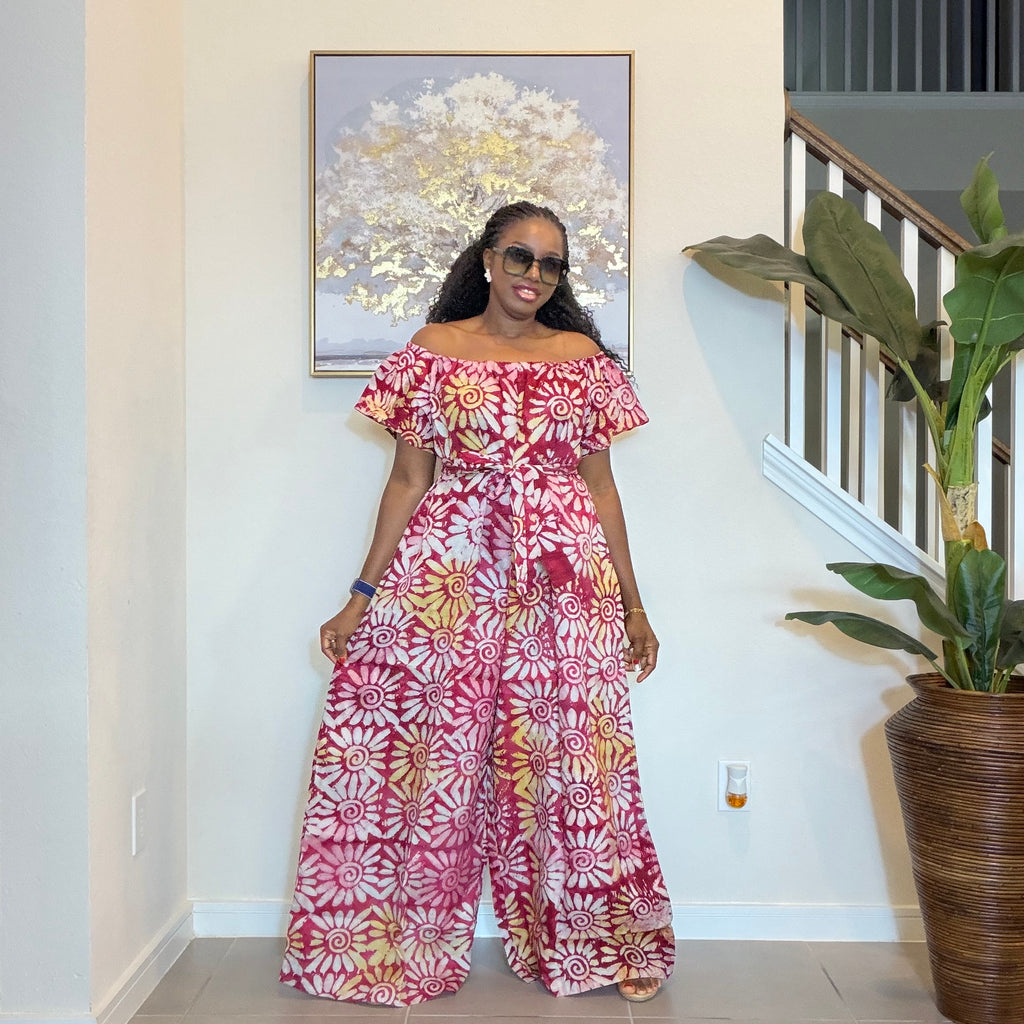 Adire Printed Wide-Leg Jumpsuit
