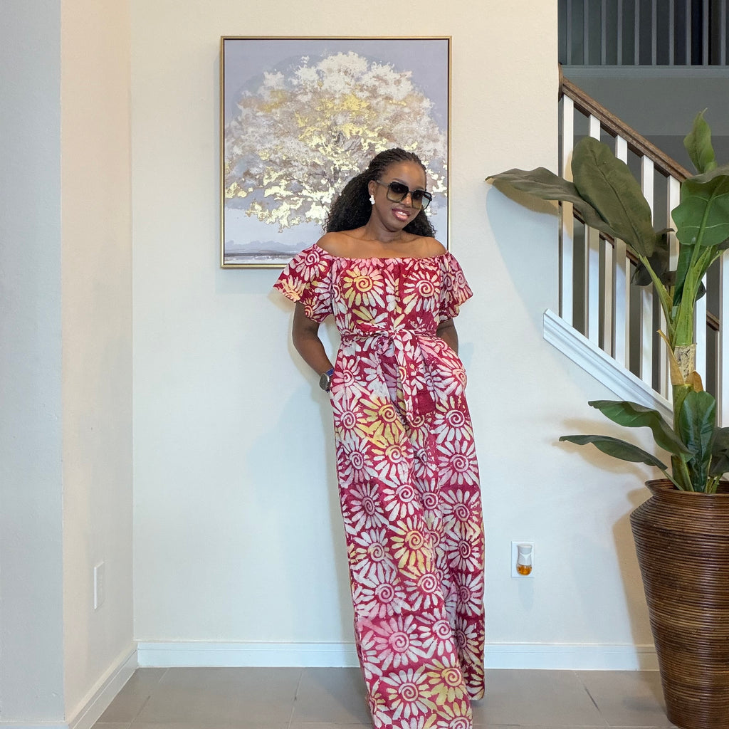 Adire Printed Wide-Leg Jumpsuit