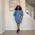 Denim and Aso Oke Shift Dress