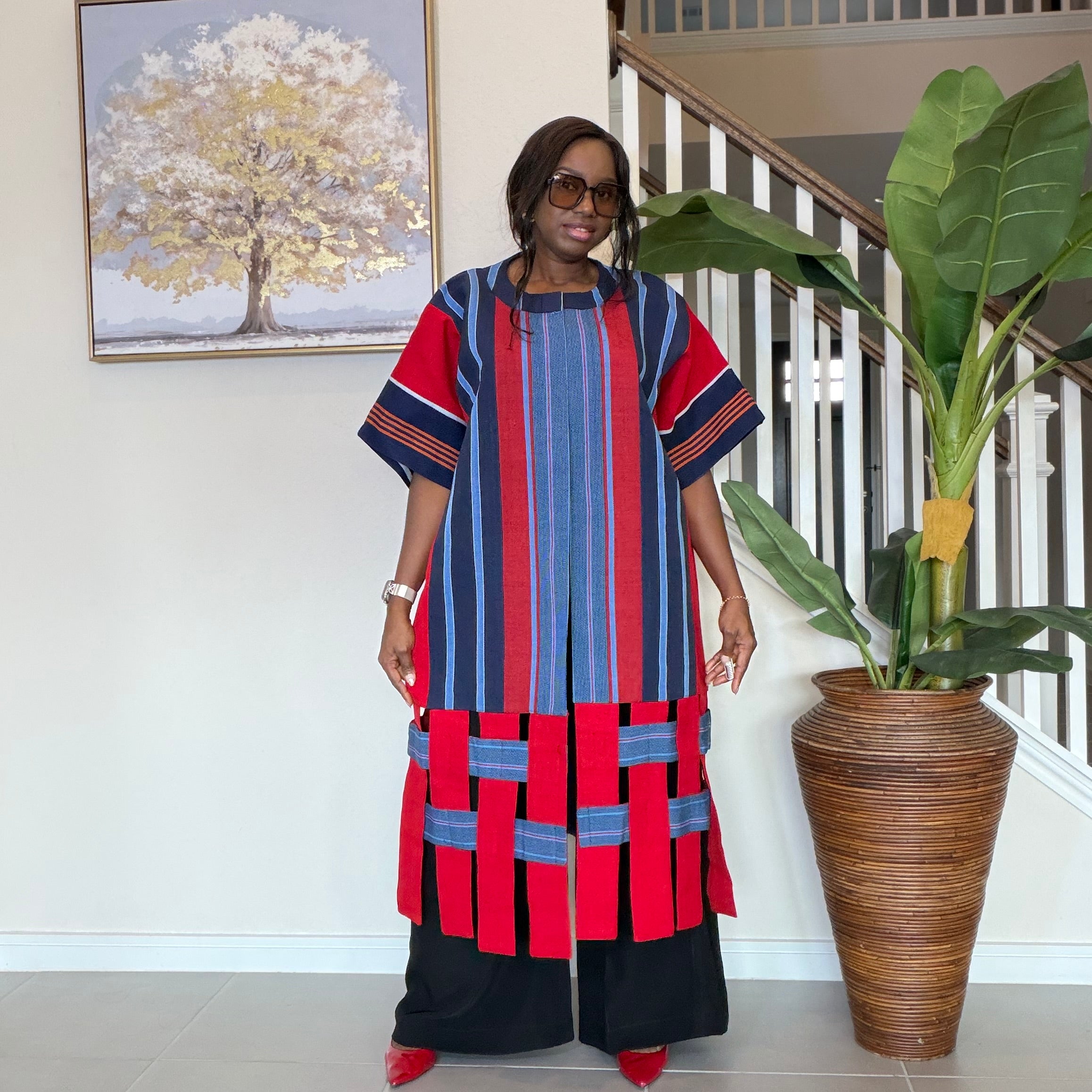 Handwoven Aso Oke Kimono Jacket | Nigerian Yoruba Fabric, Boho Coat