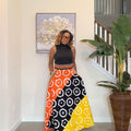 African Ankara Maxi Skirt, High Waist Skirt with Aso Oke Pockets