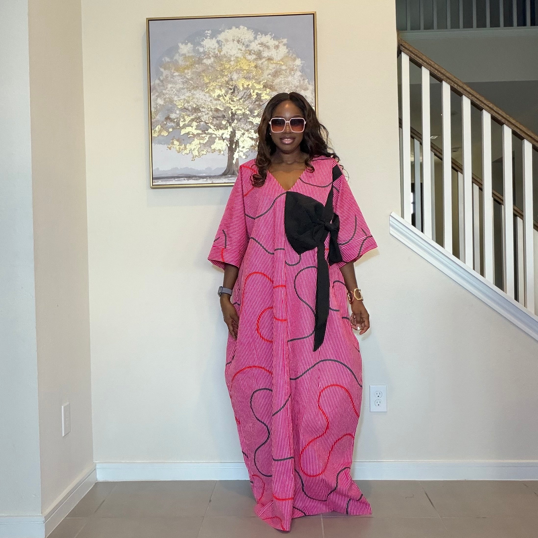 Ankara Bubu Dress with Statement Bow