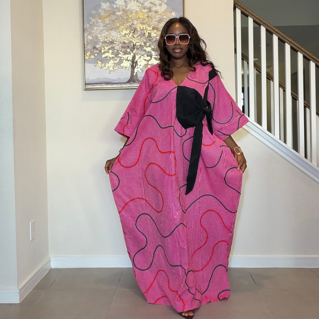 Ankara Bubu Dress with Statement Bow