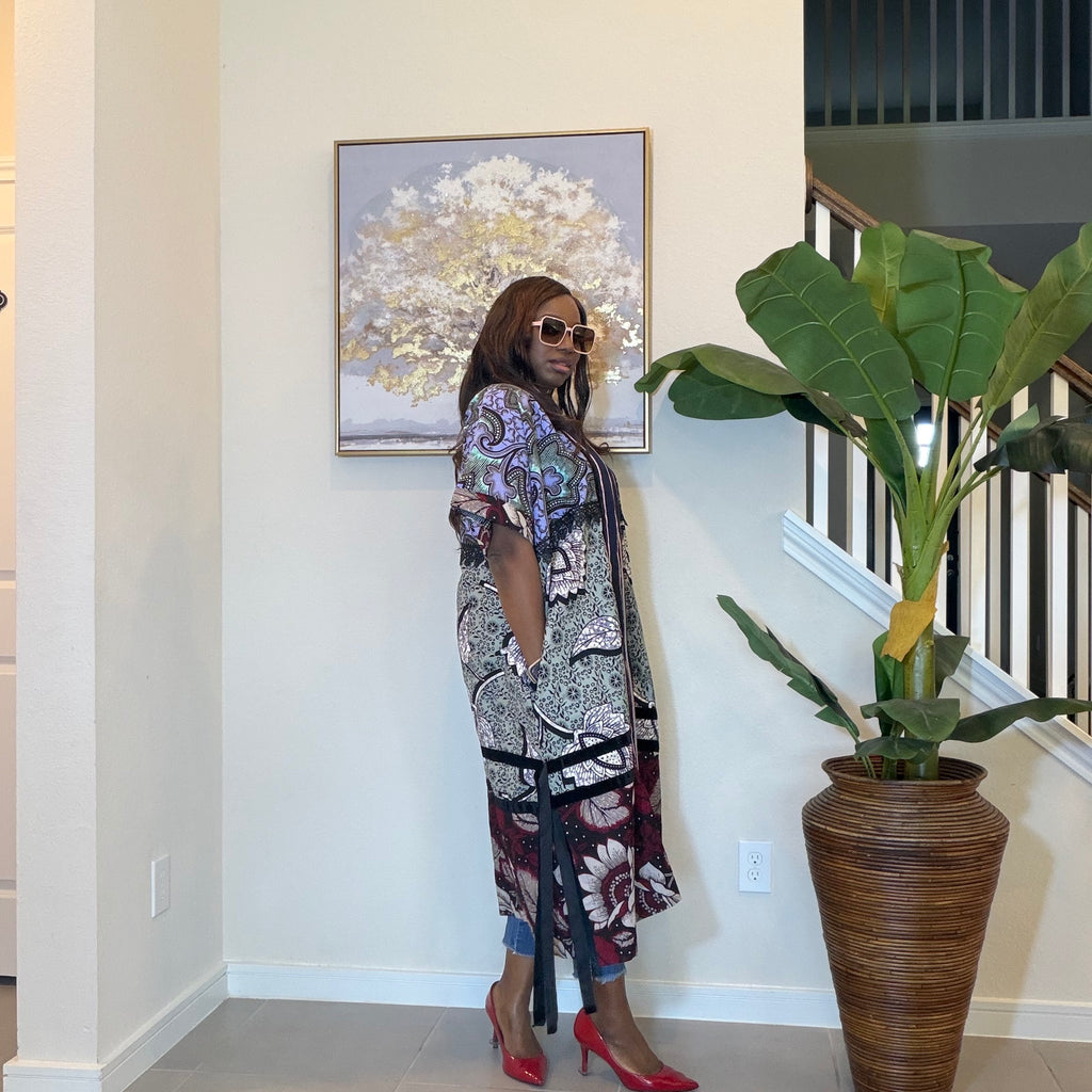 Elegant Floral Ankara Kimono, Boho Chic Kimono