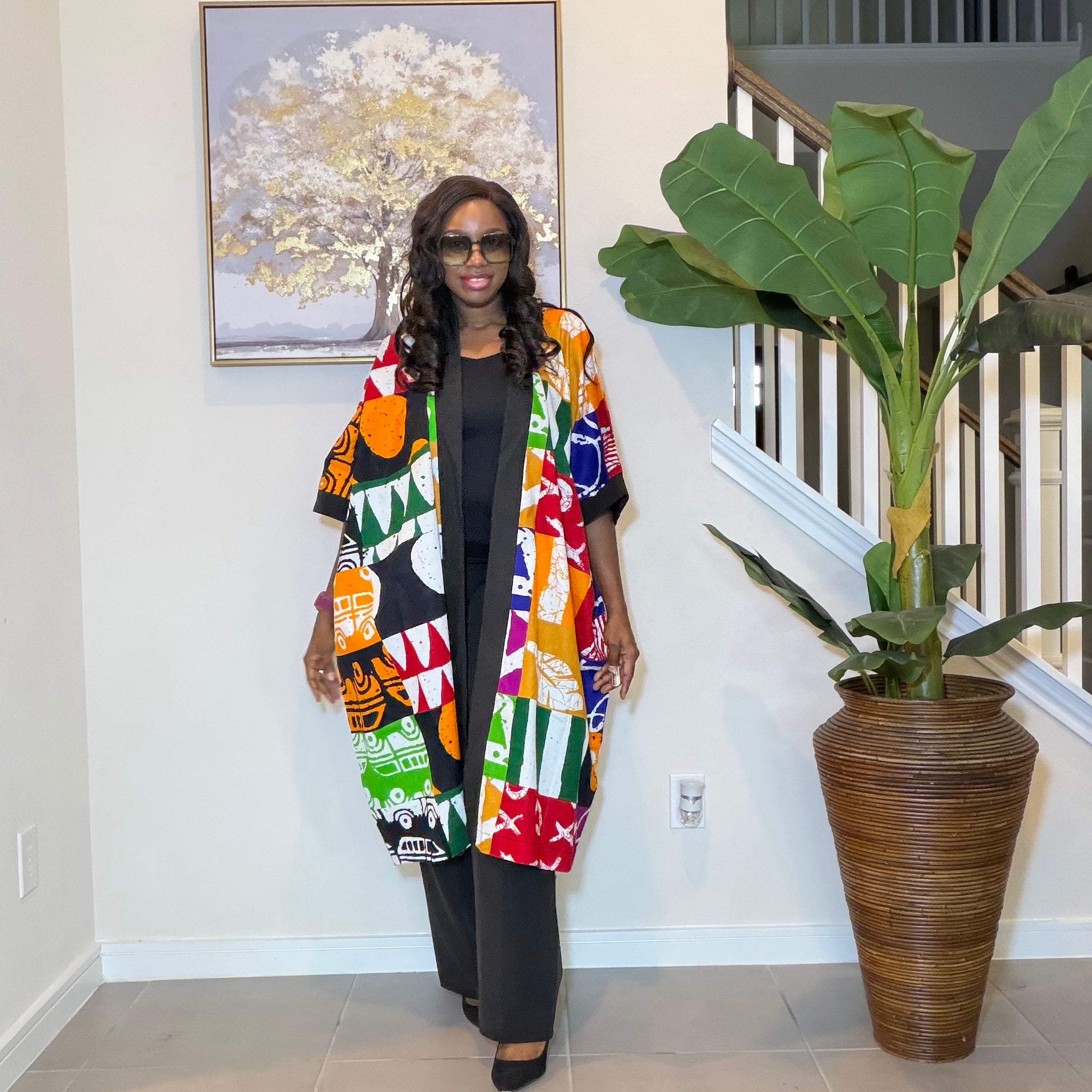 Ankara Patchwork Kimono, Abstract Pop Art Kimono