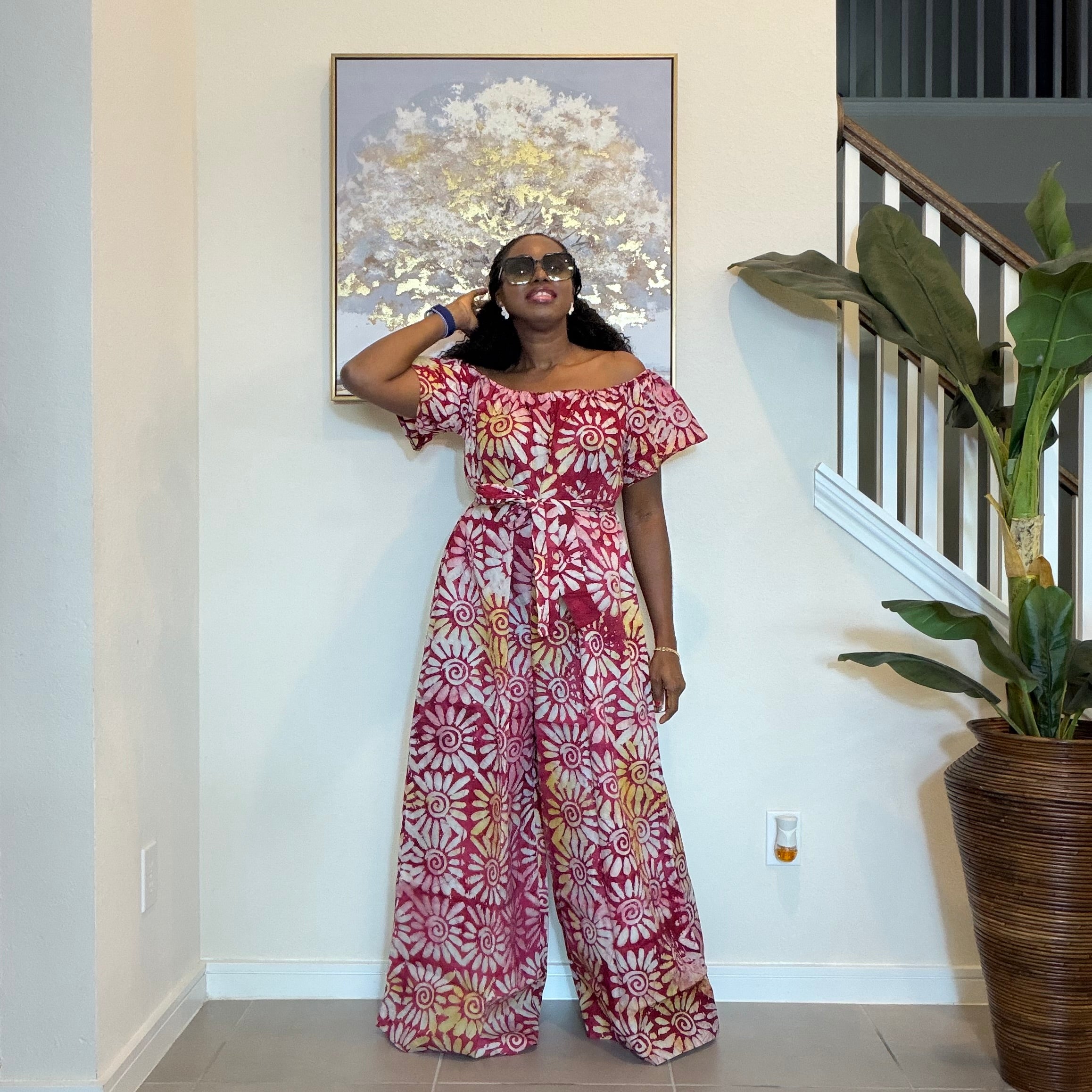 Adire Printed Wide-Leg Jumpsuit