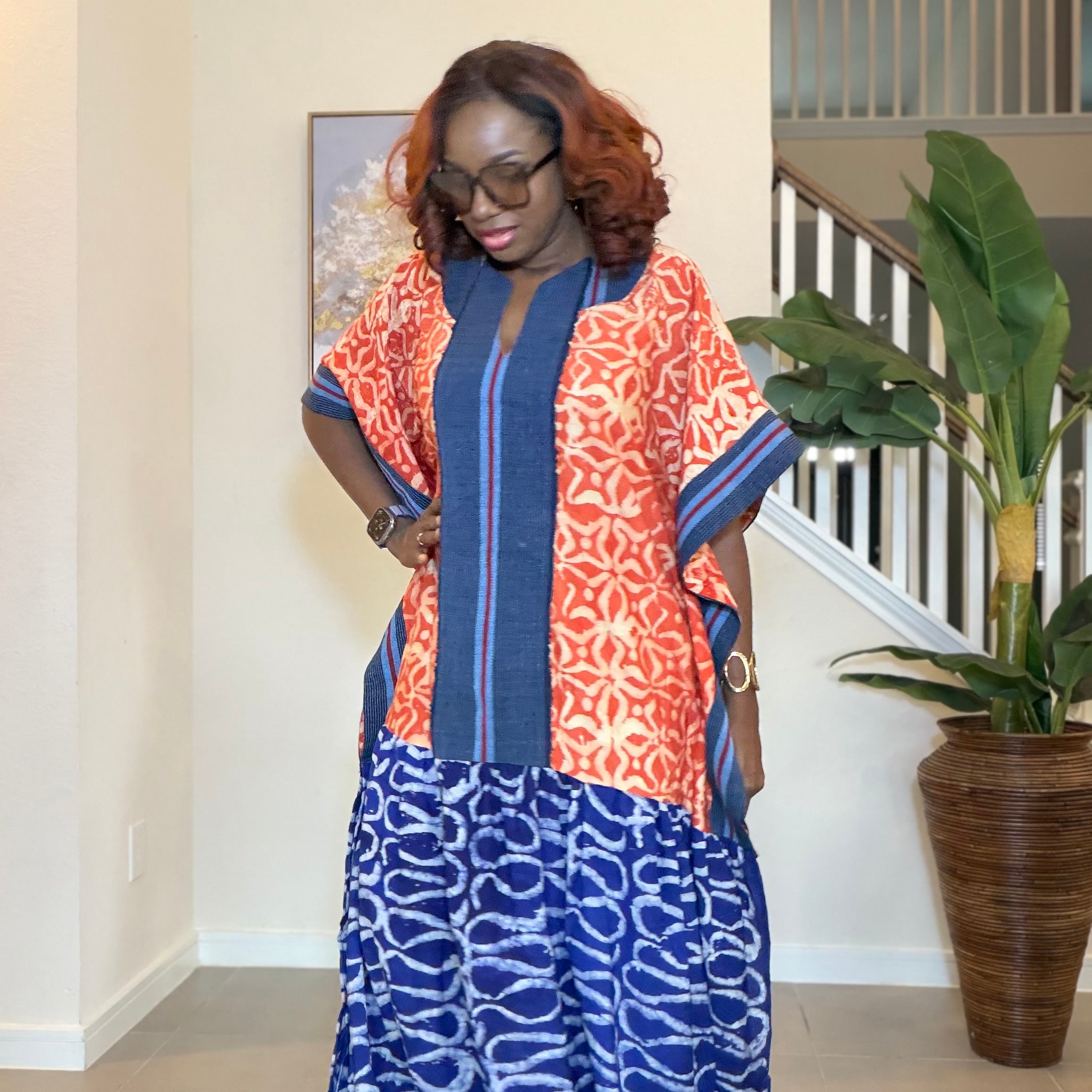 Adire Maxi Dress, African Print Maxi Dress