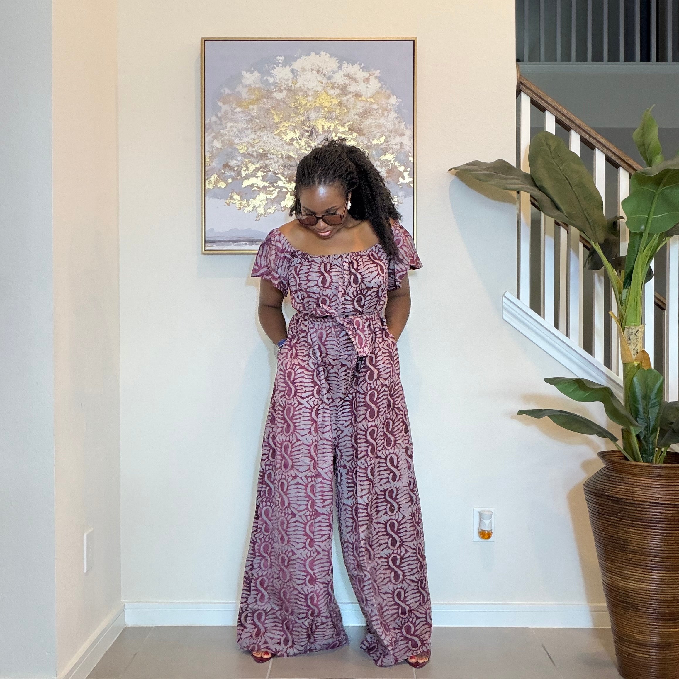 Adire Crepe Off-The-Shoulder Jumpsuit
