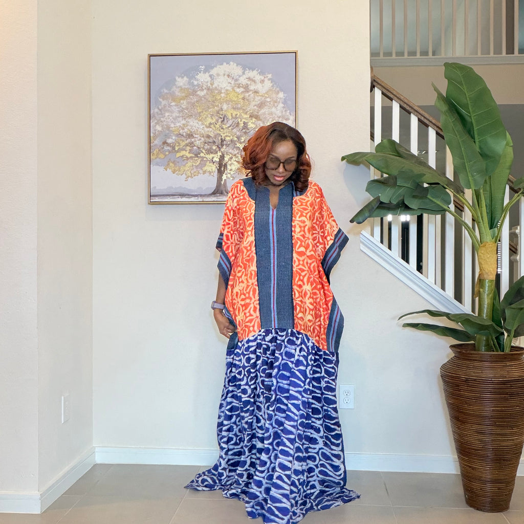 Adire Maxi Dress, African Print Maxi Dress