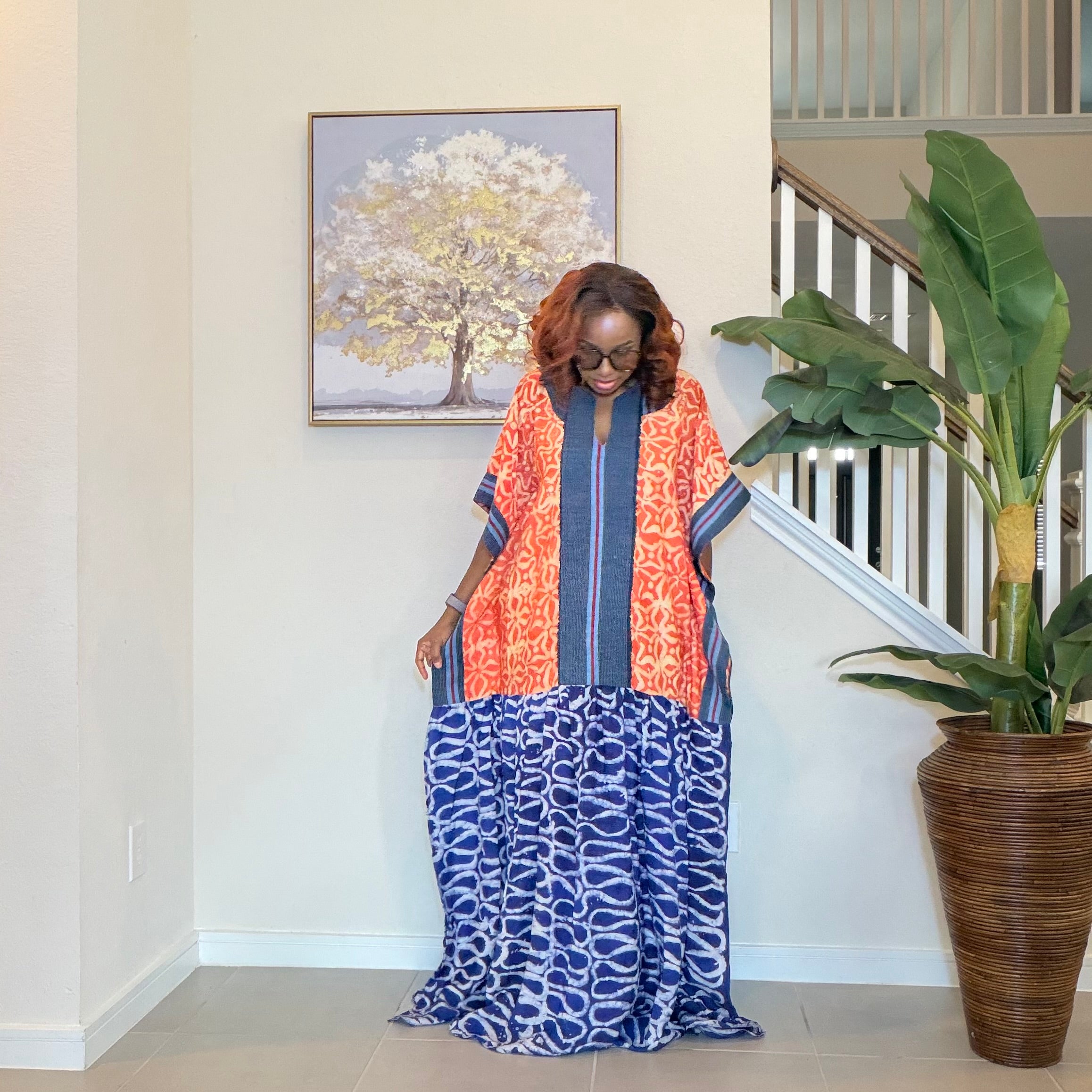 Adire Maxi Dress, African Print Maxi Dress