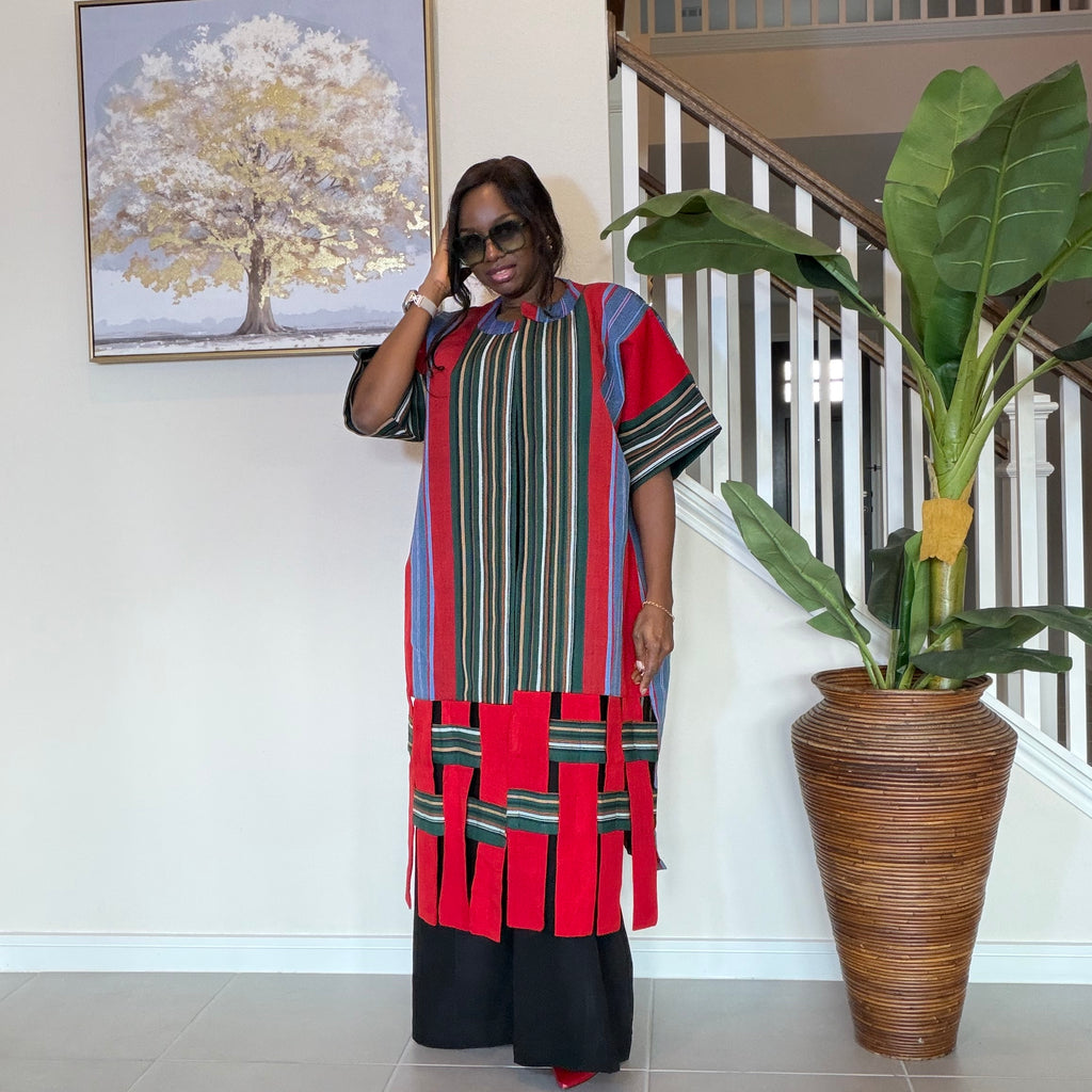 Handwoven Aso Oke Kimono Jacket | Nigerian Yoruba Fabric, Boho Coat