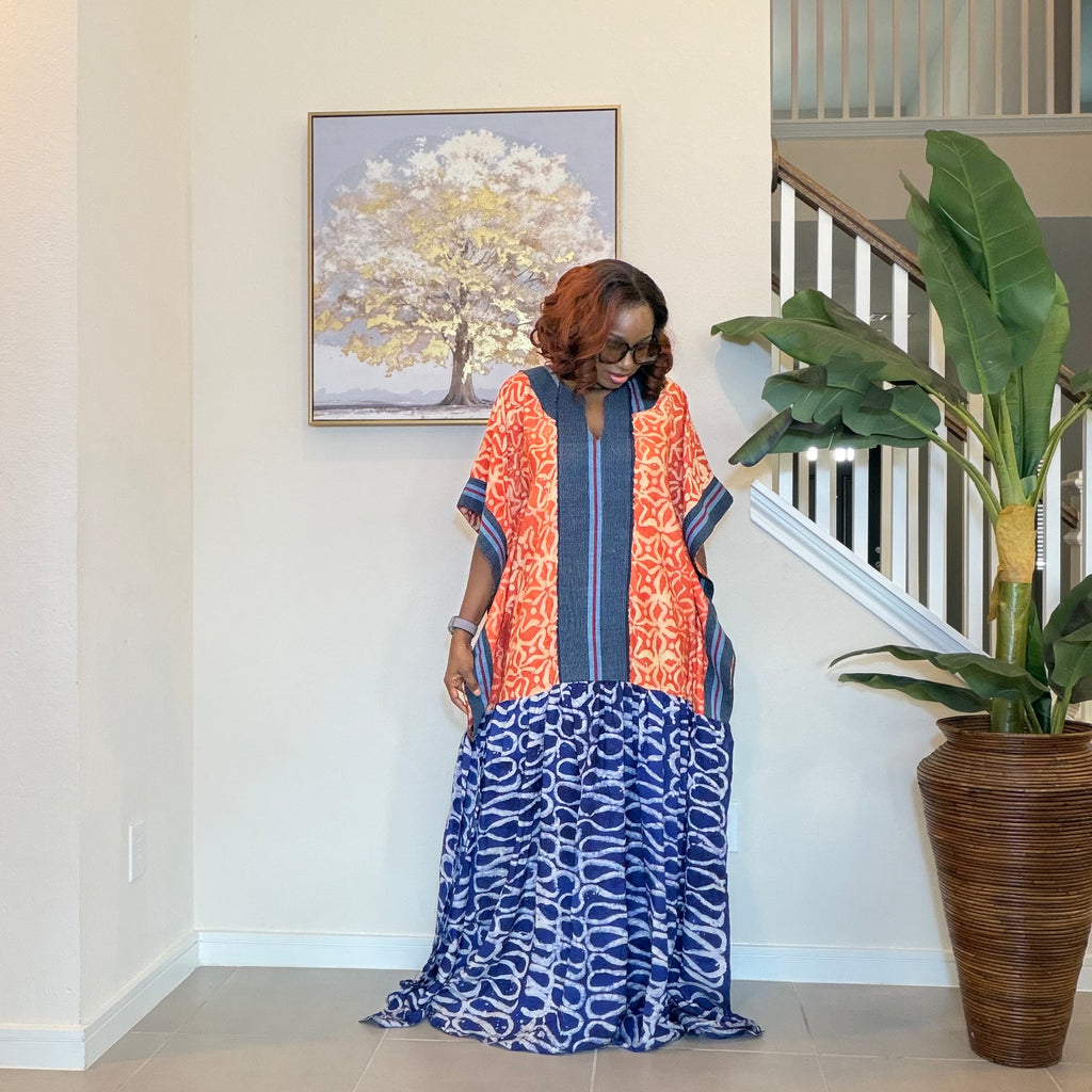 Adire Maxi Dress, African Print Maxi Dress