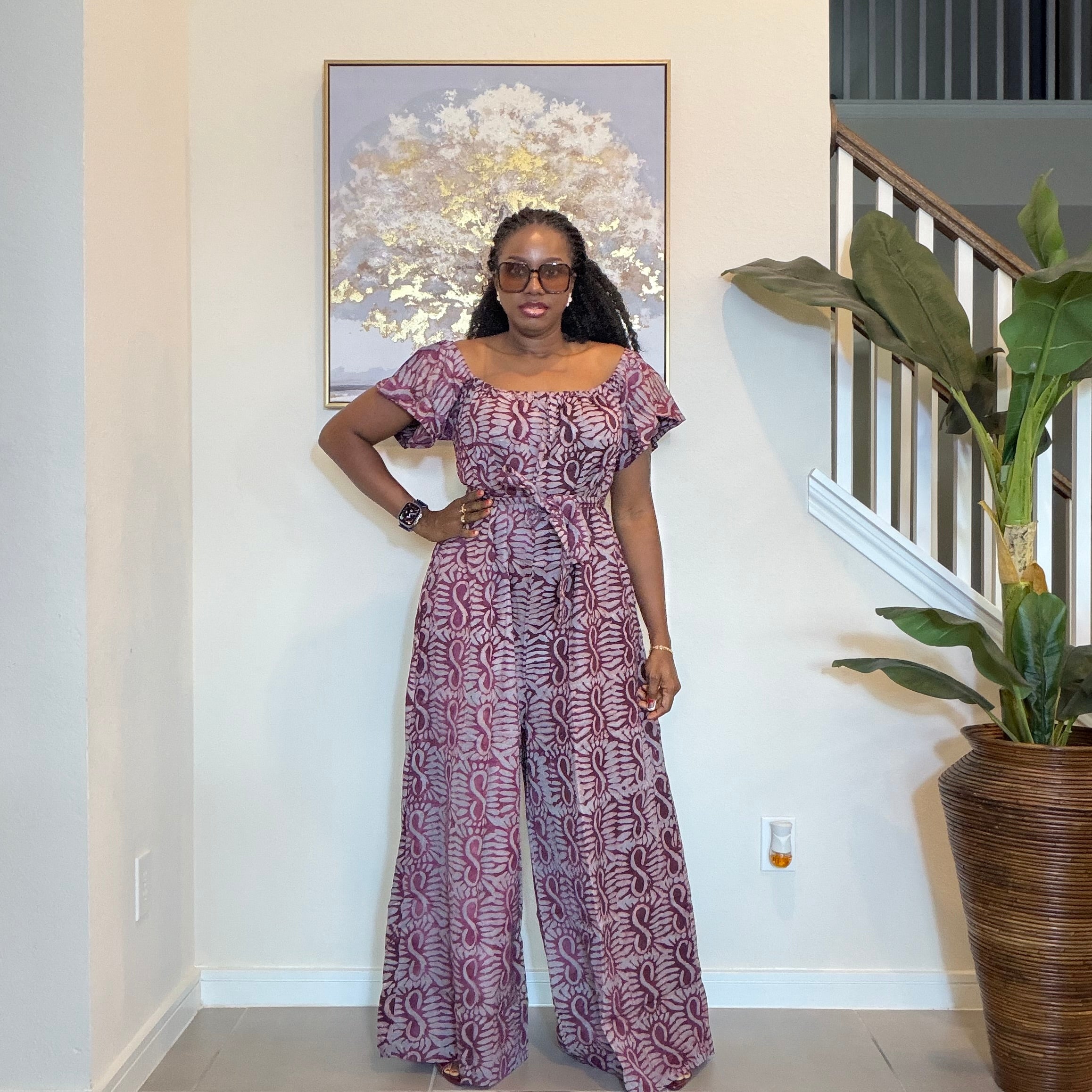 Adire Crepe Off-The-Shoulder Jumpsuit