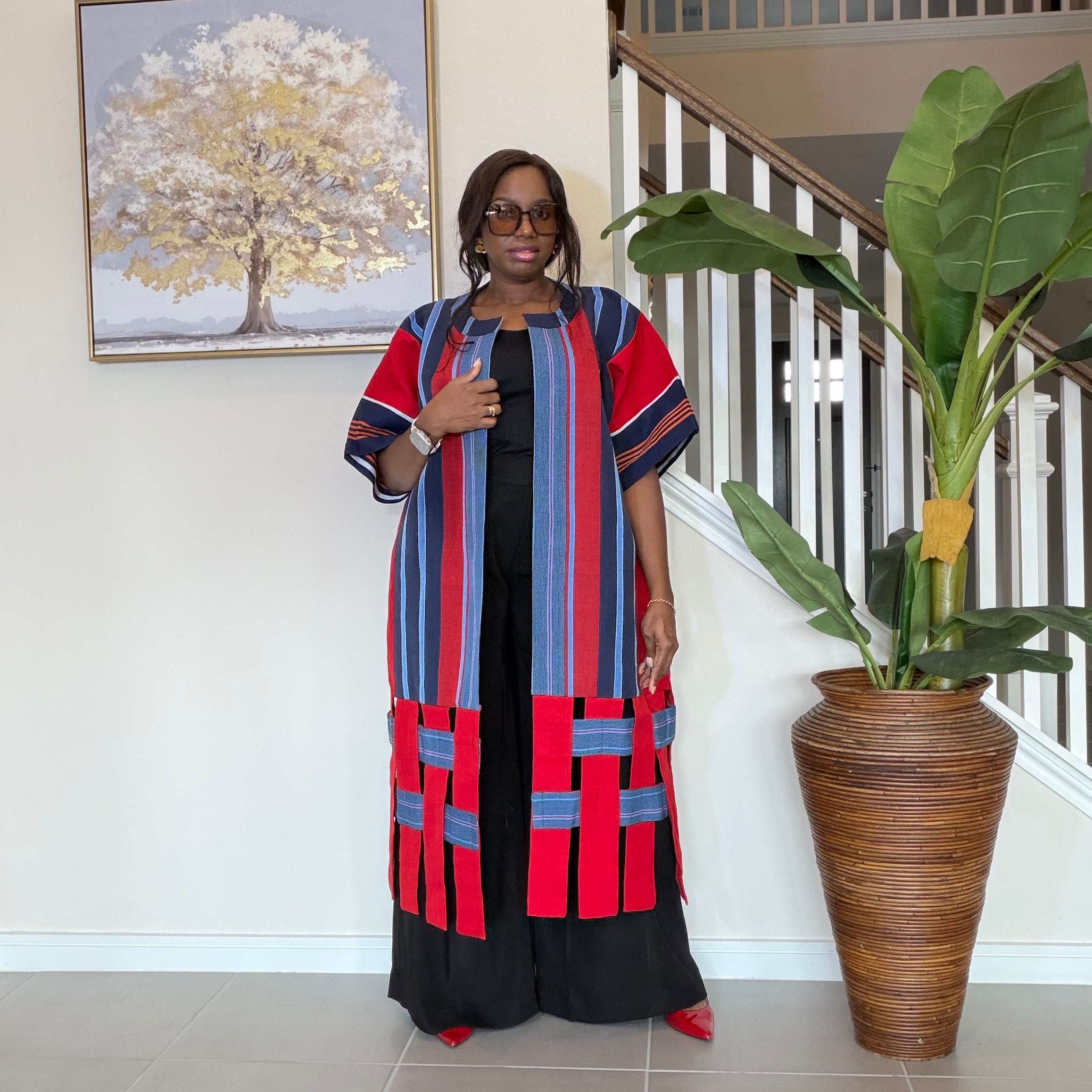 Handwoven Aso Oke Kimono Jacket | Nigerian Yoruba Fabric, Boho Coat