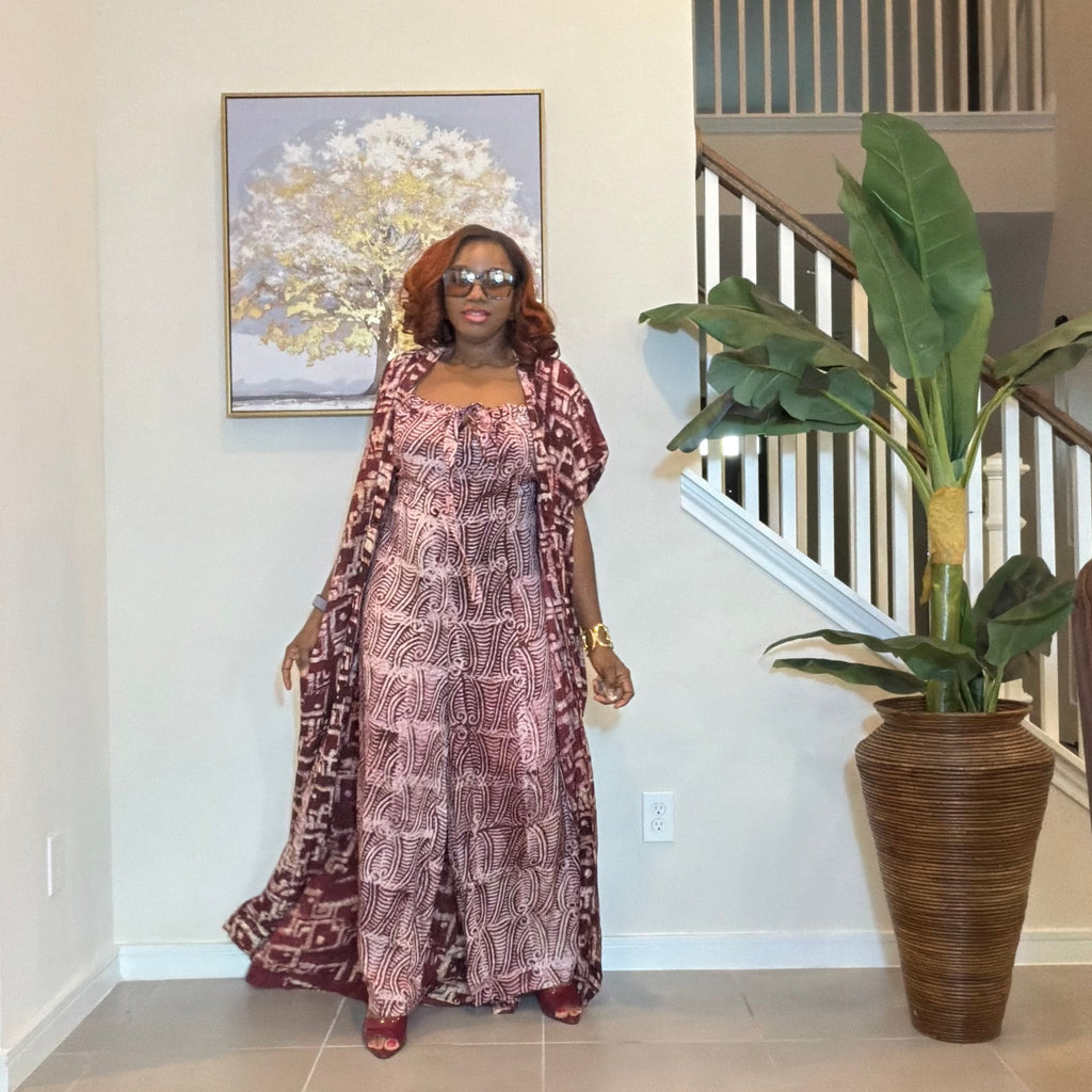 Adire Jumpsuit and Kimono Set