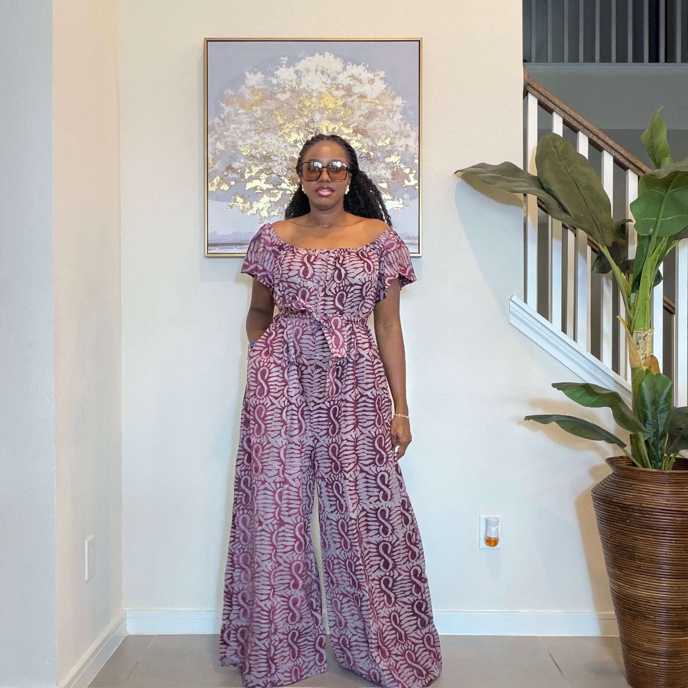 Adire Crepe Off-The-Shoulder Jumpsuit