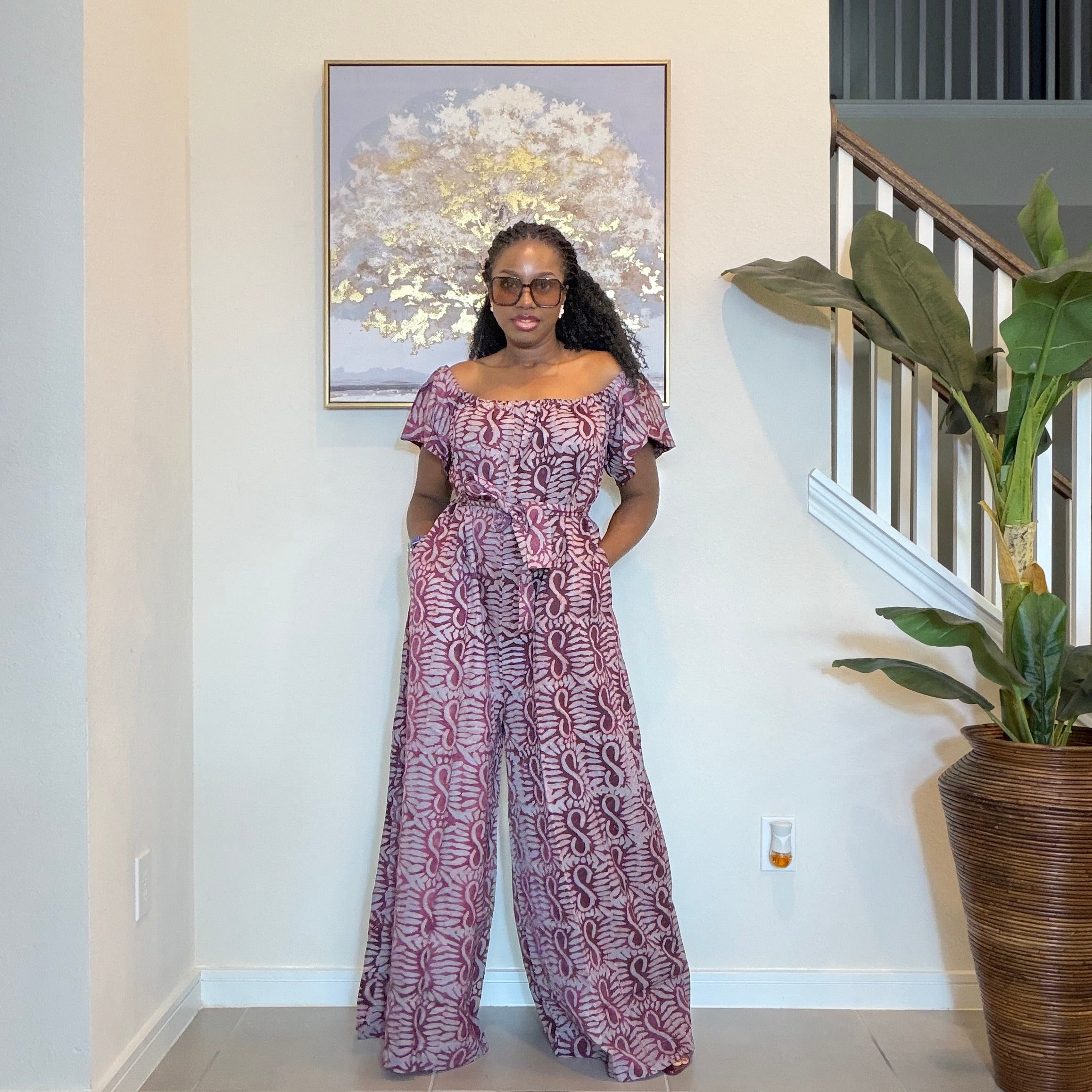 Adire Crepe Off-The-Shoulder Jumpsuit