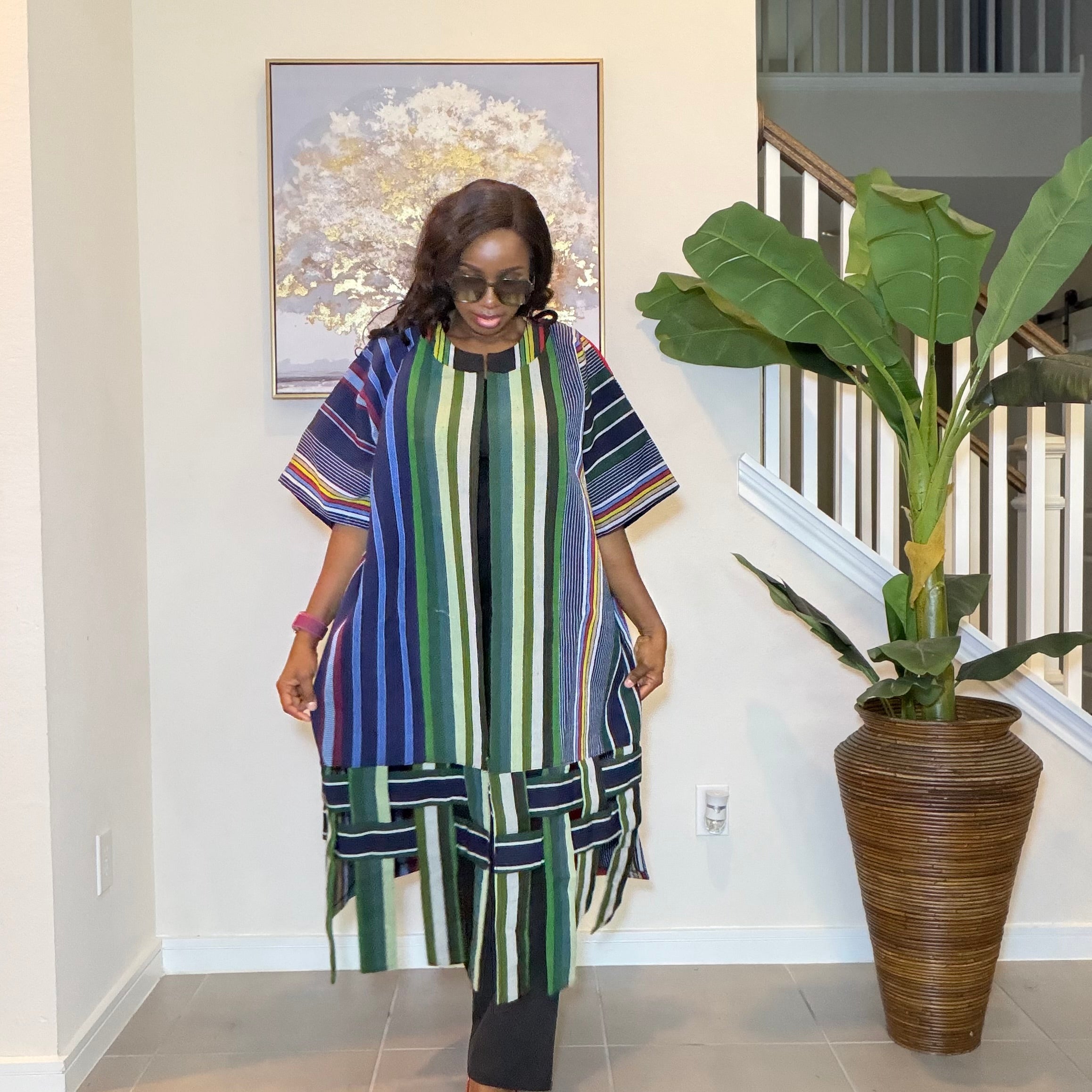 Aso Oke Kimono Jacket, Nigerian Yoruba Fabric, Boho Coat