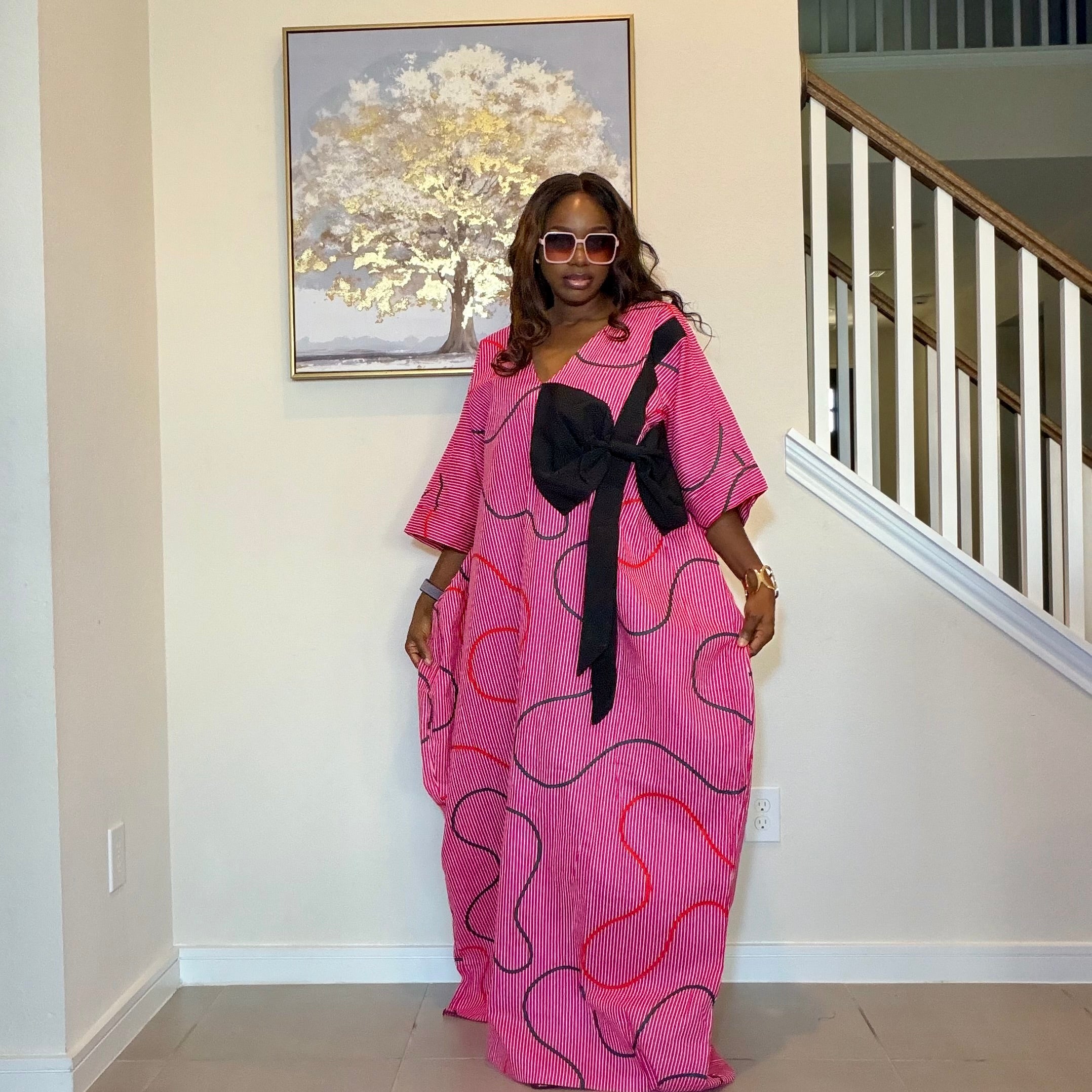 Ankara Bubu Dress with Statement Bow
