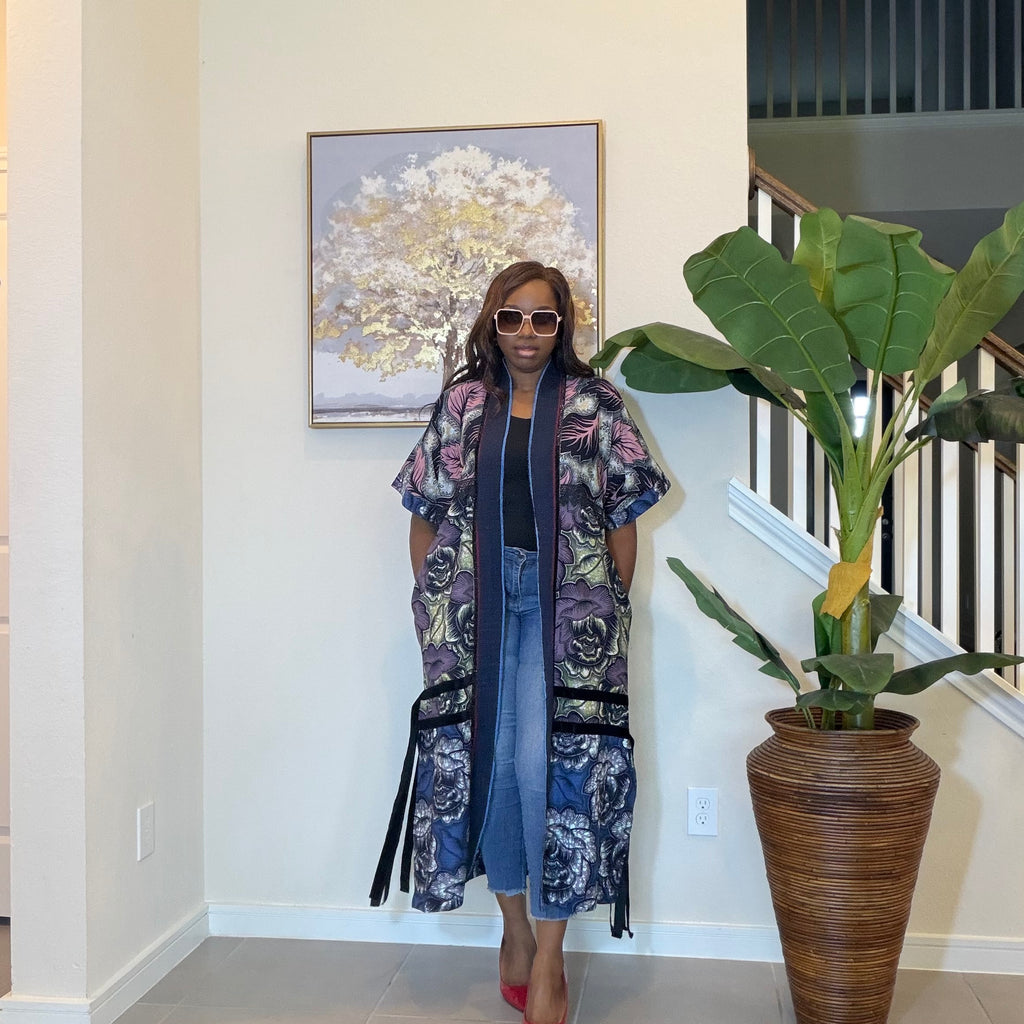 Elegant Floral Ankara Kimono, Boho Chic Kimono