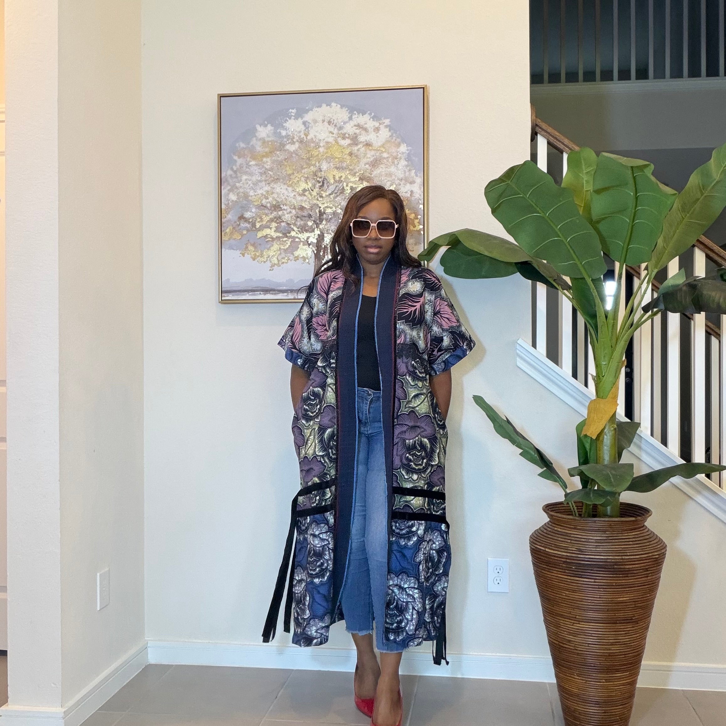 Elegant Floral Ankara Kimono, Boho Chic Kimono