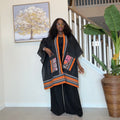 Handmade African Adire Aso Oke Kimono, Boho Festival Jacket