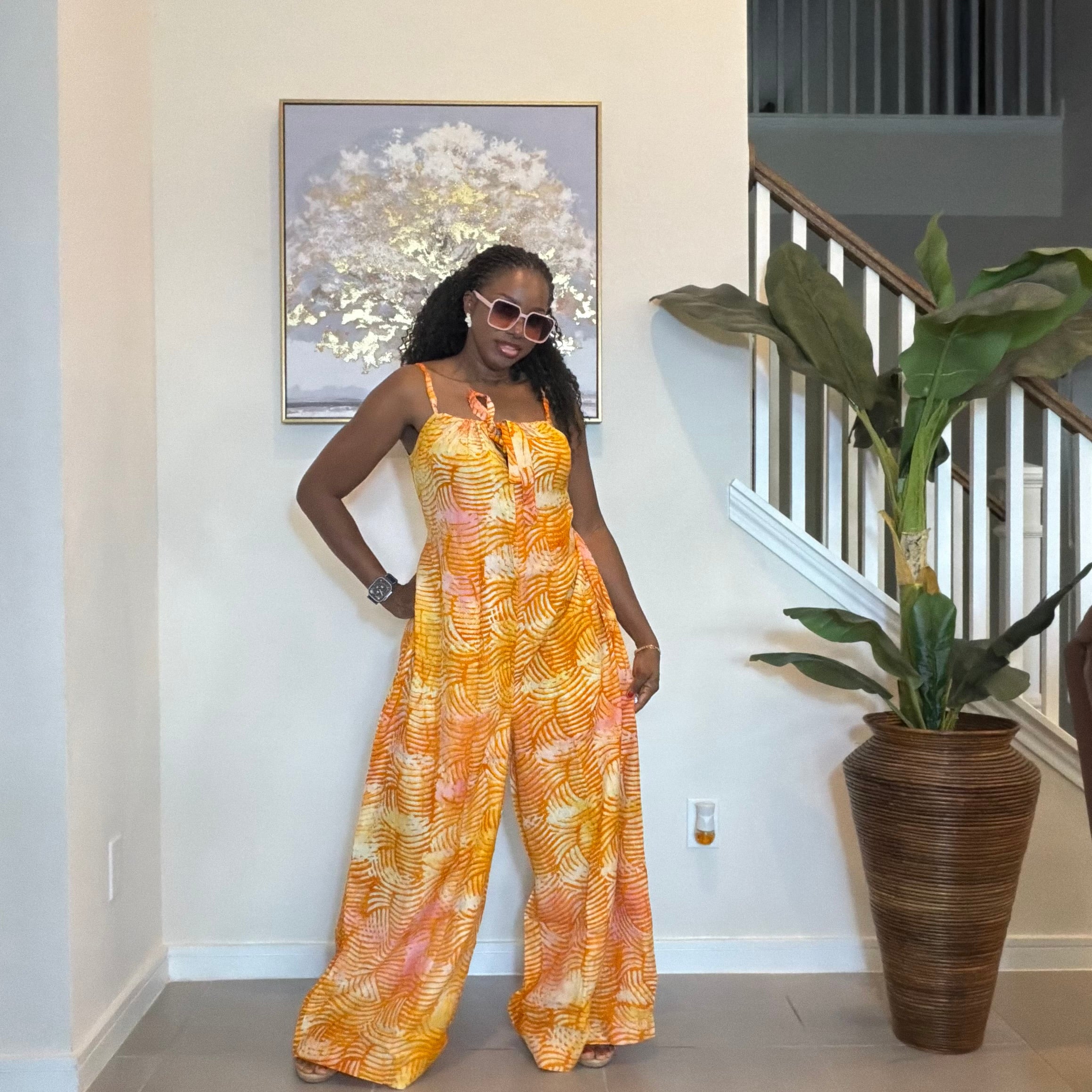 2-Piece Adire Crepe Jumpsuit and Maxi Kimono Set