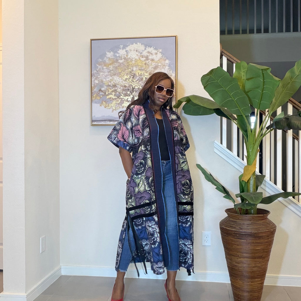 Elegant Floral Ankara Kimono, Boho Chic Kimono