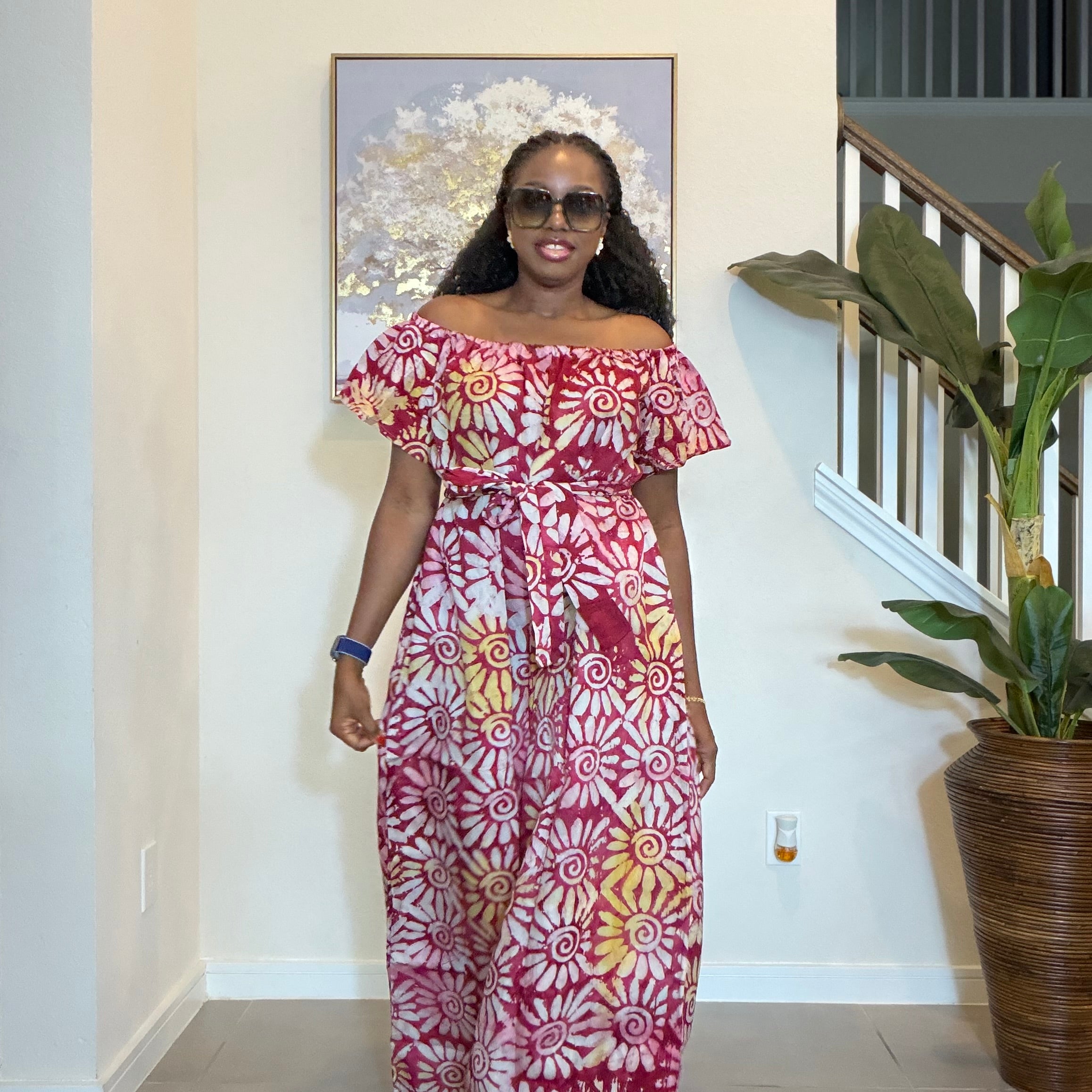 Adire Printed Wide-Leg Jumpsuit