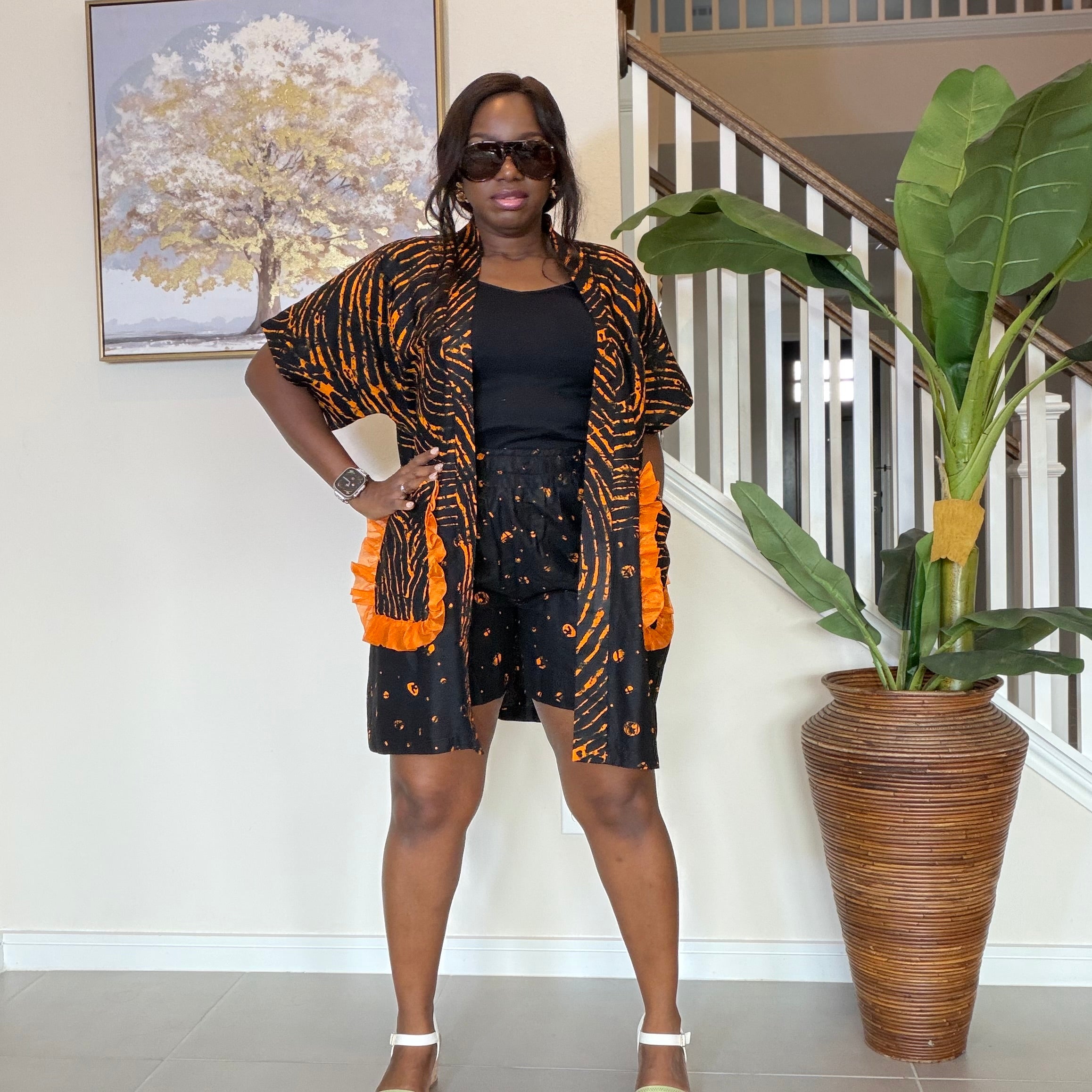 Ankara Kimono & Knicker Set: African Print Boho Lounge Outfit