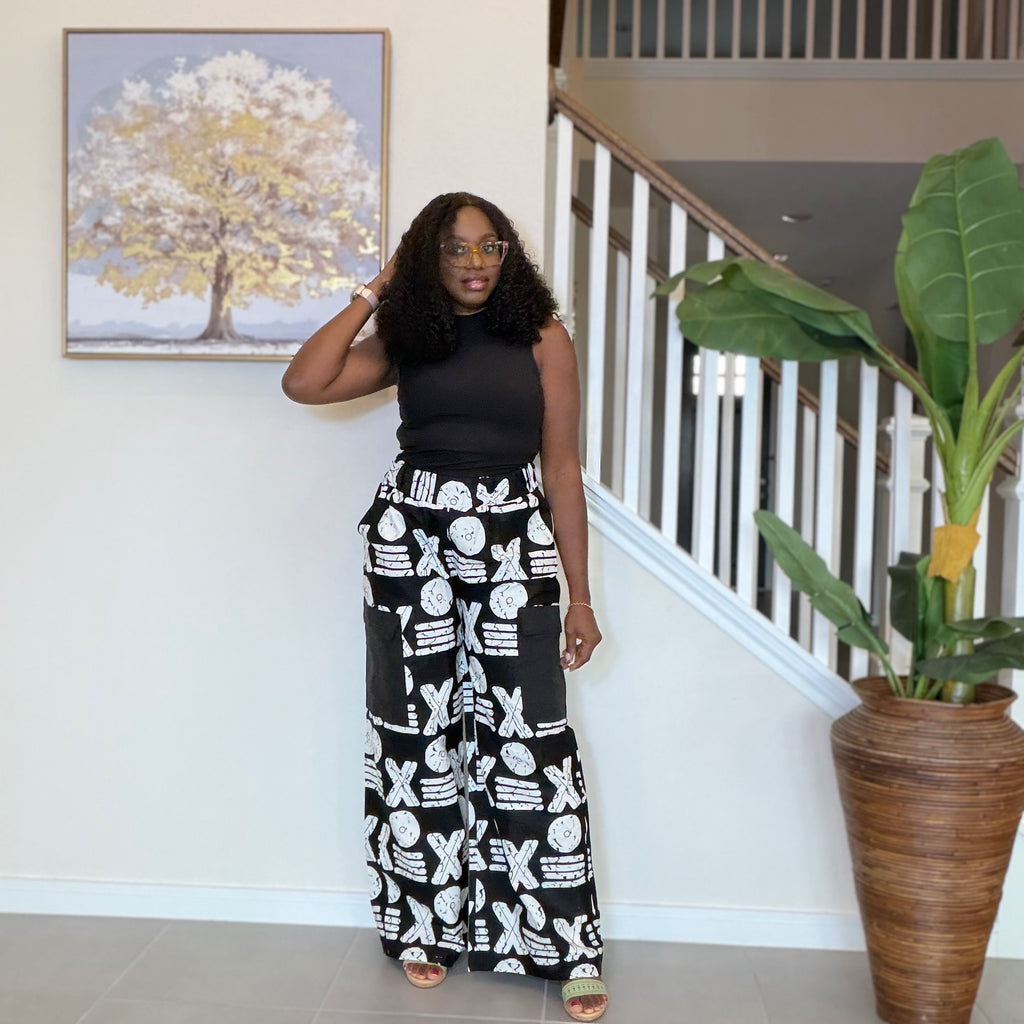 High Waist Ankara Pants: African Print Wide Leg Trousers