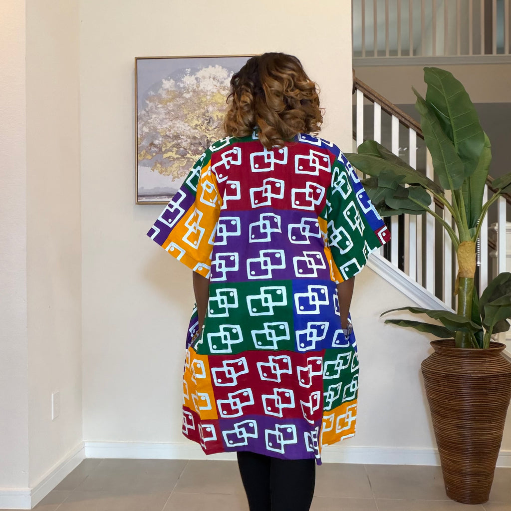 Ankara Patchwork Kimono, Abstract Pop Art Kimono