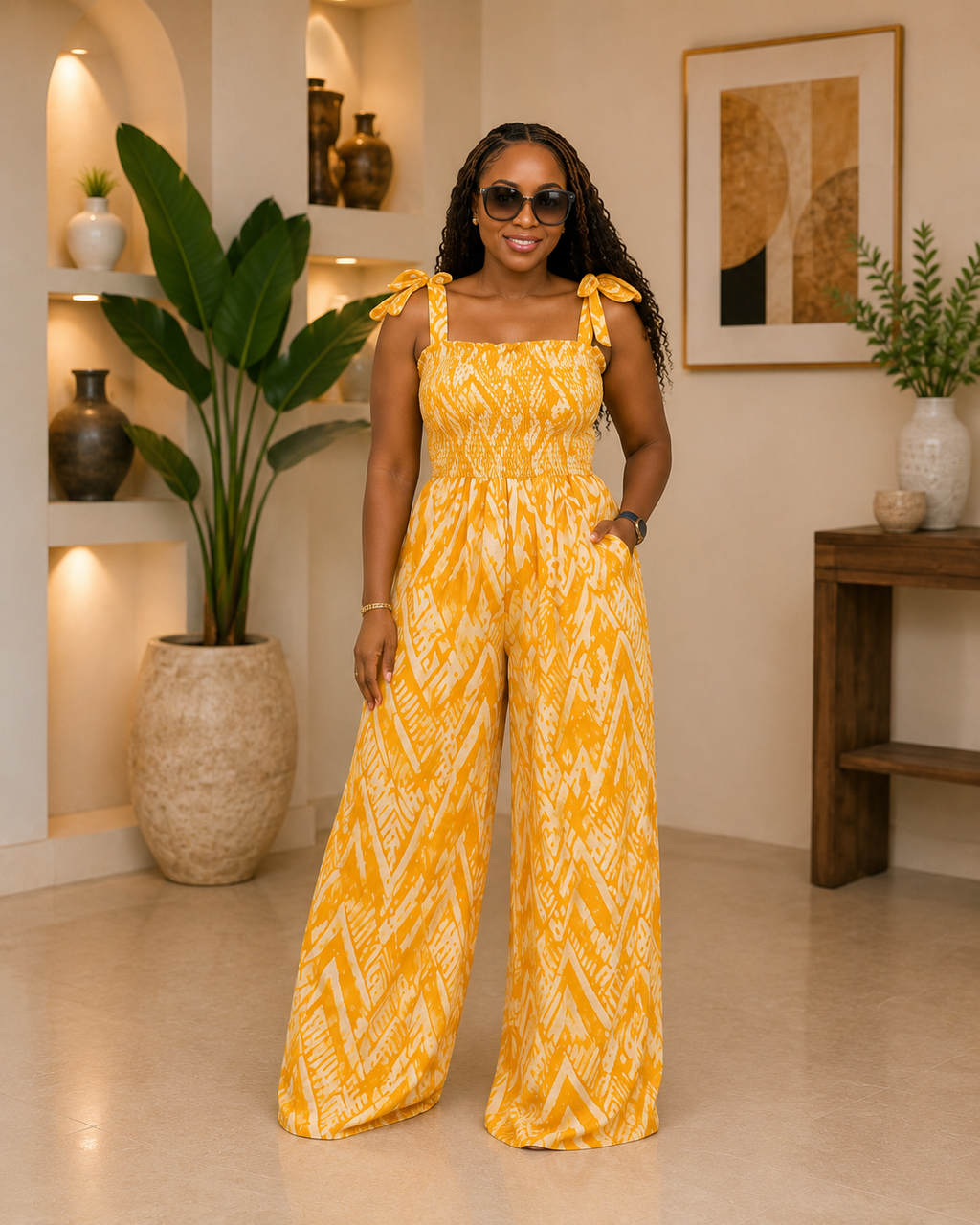 Adire Crepe Smokey Jumpsuit
