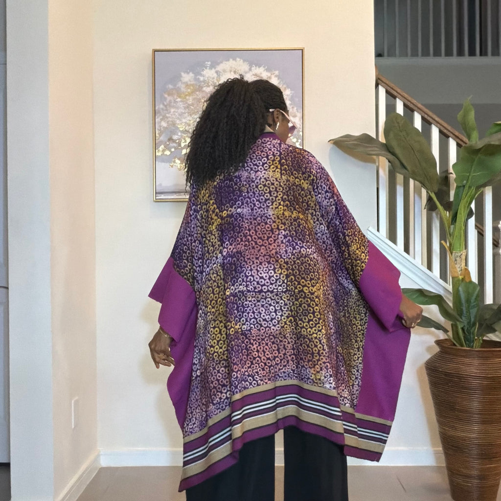 African Adire and Aso Oke Kimono, African print kimono, African fashion, Handmade African Print Robe, Boho Nigerian Fashion