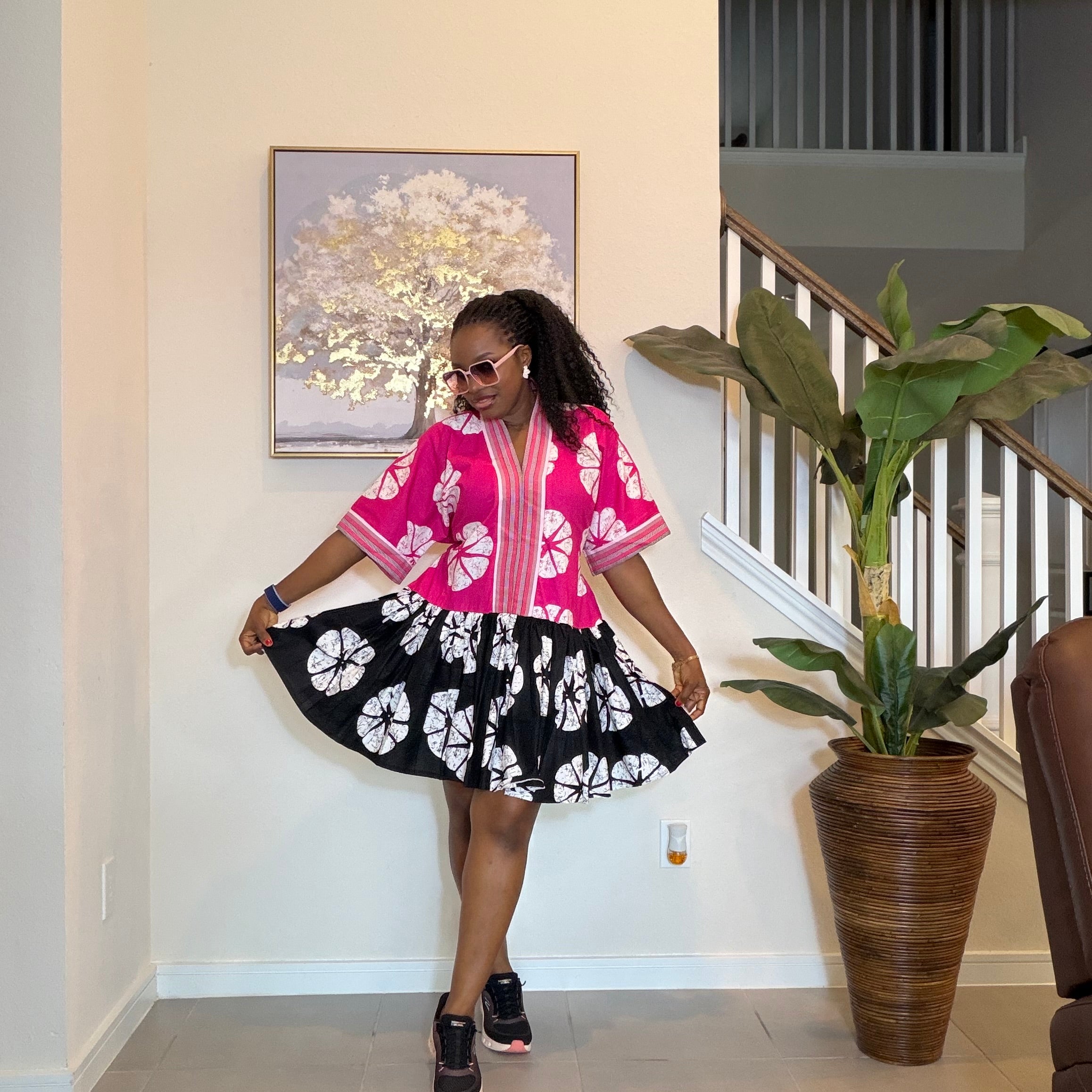 Ankara Mini Dress with Handwoven Aso Oke