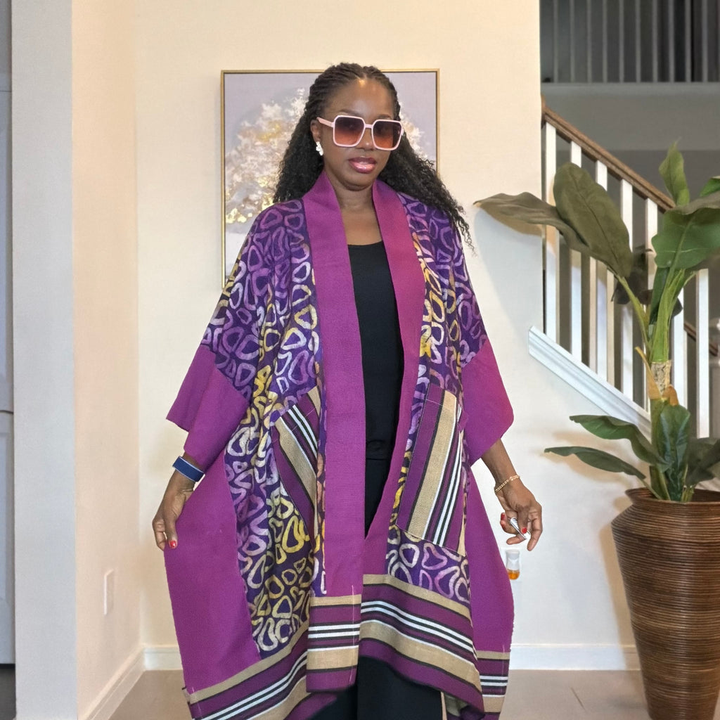 African Adire and Aso Oke Kimono, African print kimono, African fashion, Handmade African Print Robe, Boho Nigerian Fashion