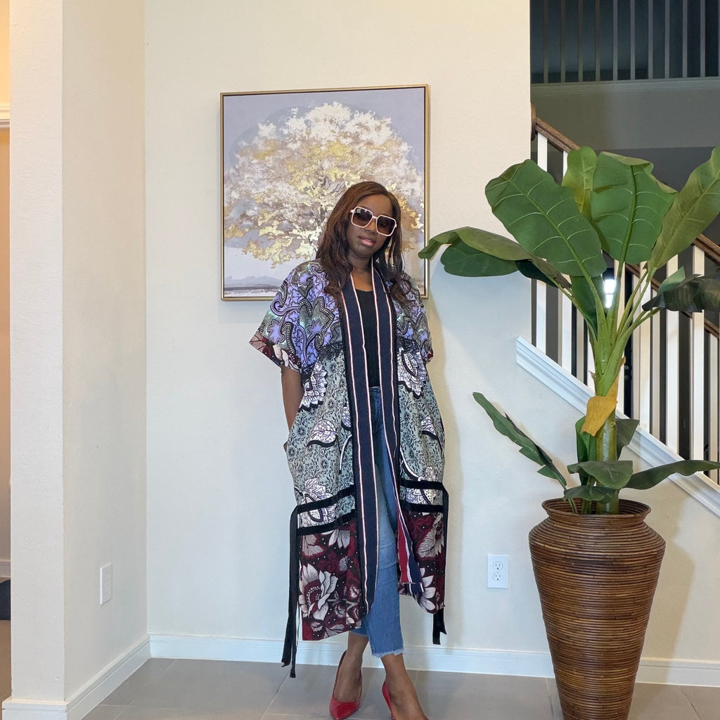 Elegant Floral Ankara Kimono, Boho Chic Kimono